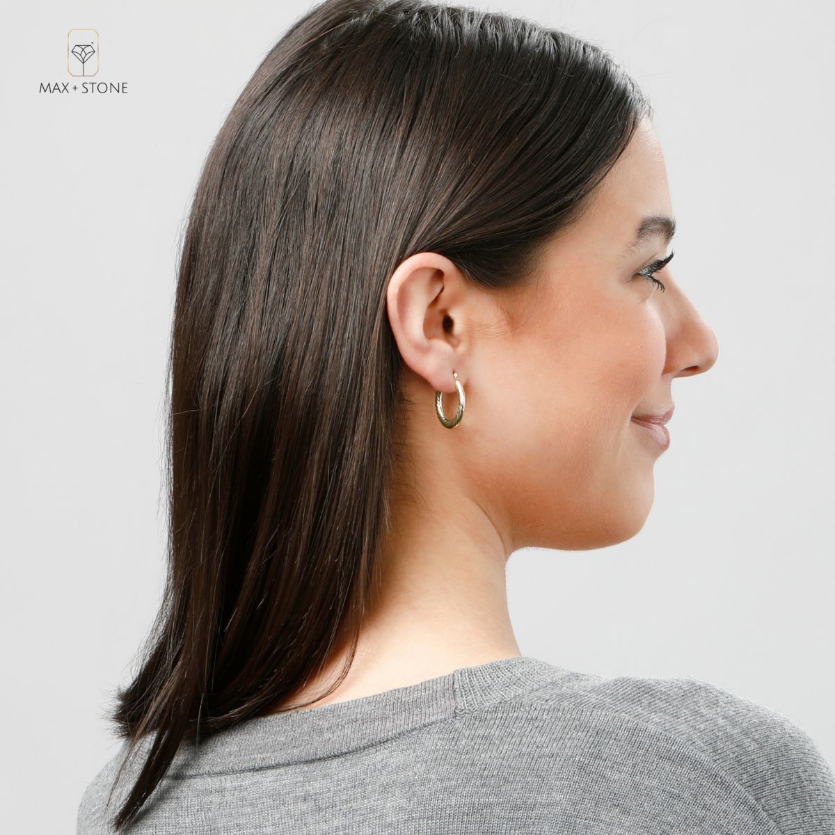 Solid 14K Yellow Gold 23MM Chunky Twist Hoop Earrings with Click-top Closure