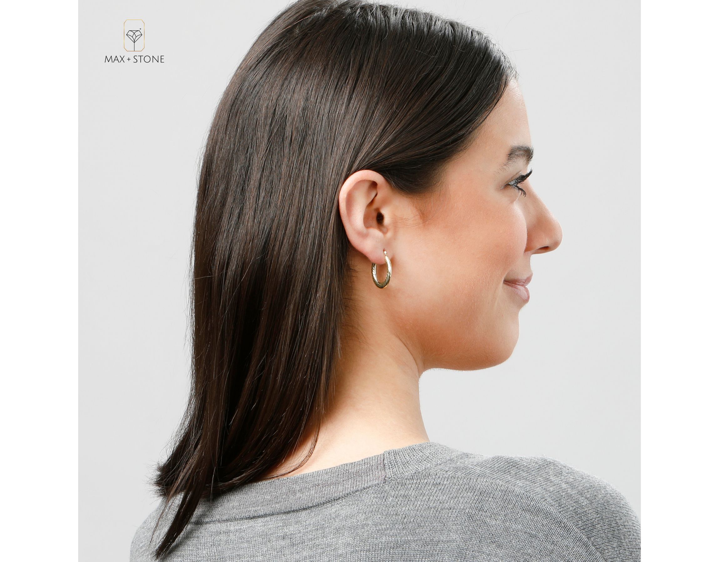 Solid 14K Yellow Gold 23MM Chunky Twist Hoop Earrings with Click-top Closure