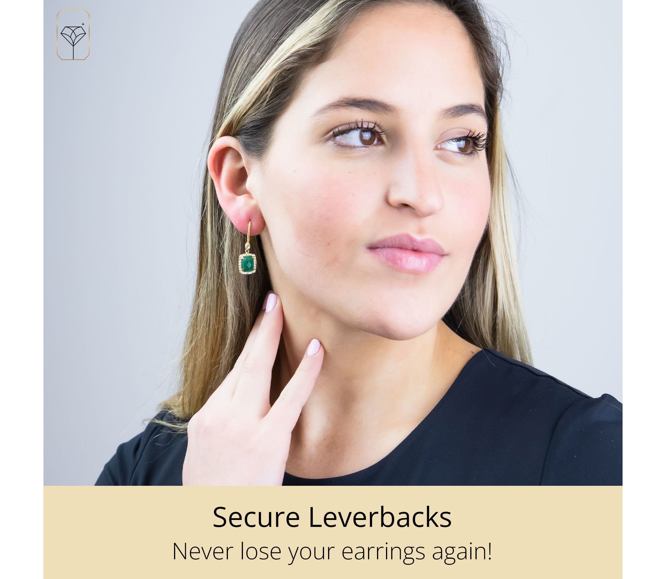 18K Gold Plated Genuine Gemstone Sapphie Cushion Cut Dangle Drop Earrings With White Topaz Accents