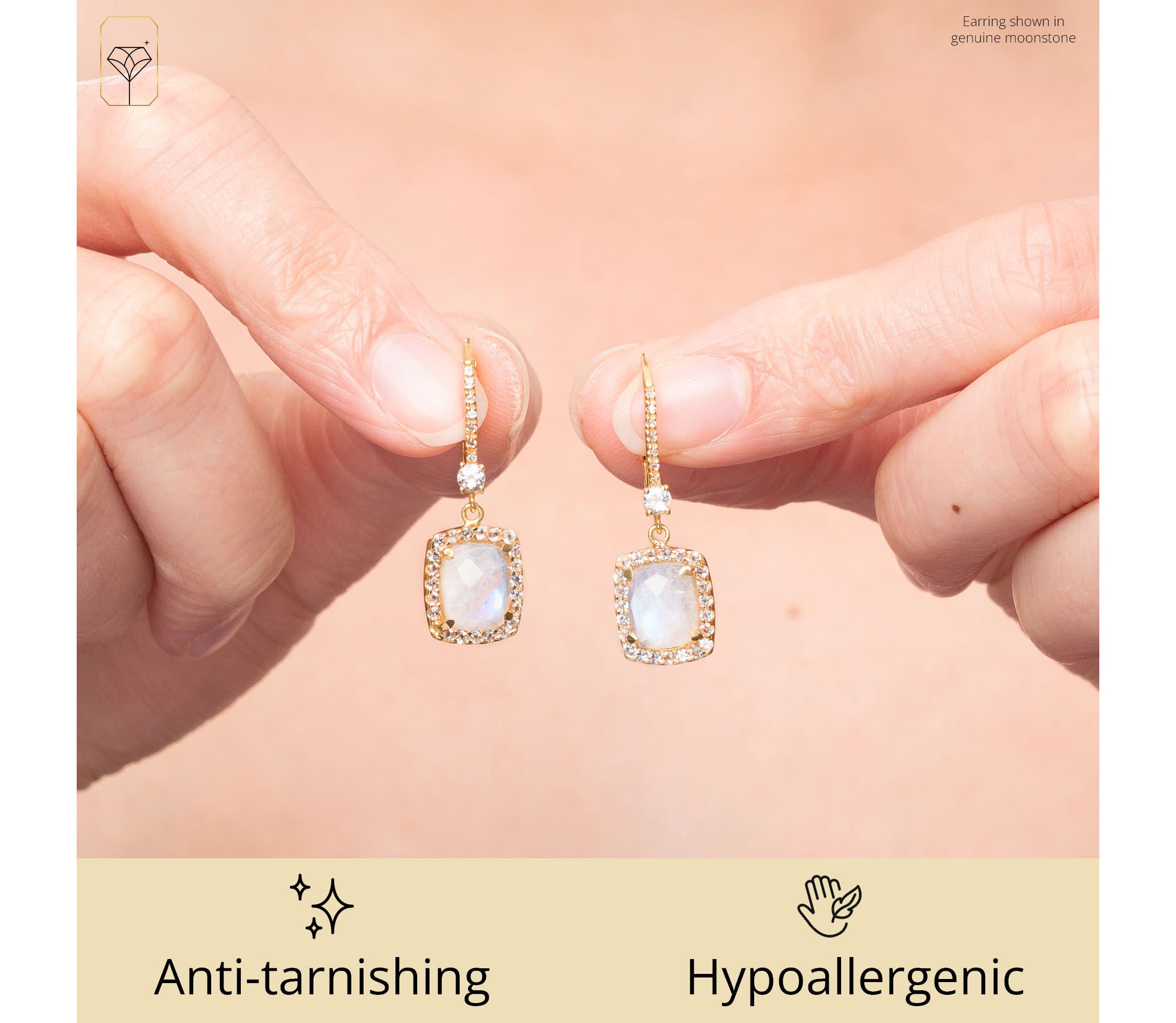 18K Gold Plated Genuine Gemstone Sapphie Cushion Cut Dangle Drop Earrings With White Topaz Accents