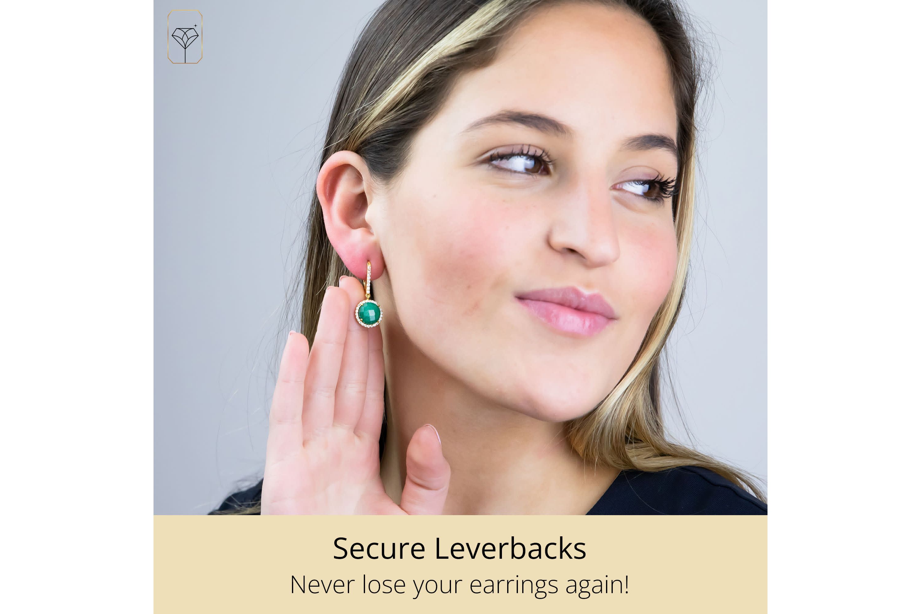 18K Gold Plated Genuine Gemstone Round Cut Dangle Drop Earrings With White Topaz Accents