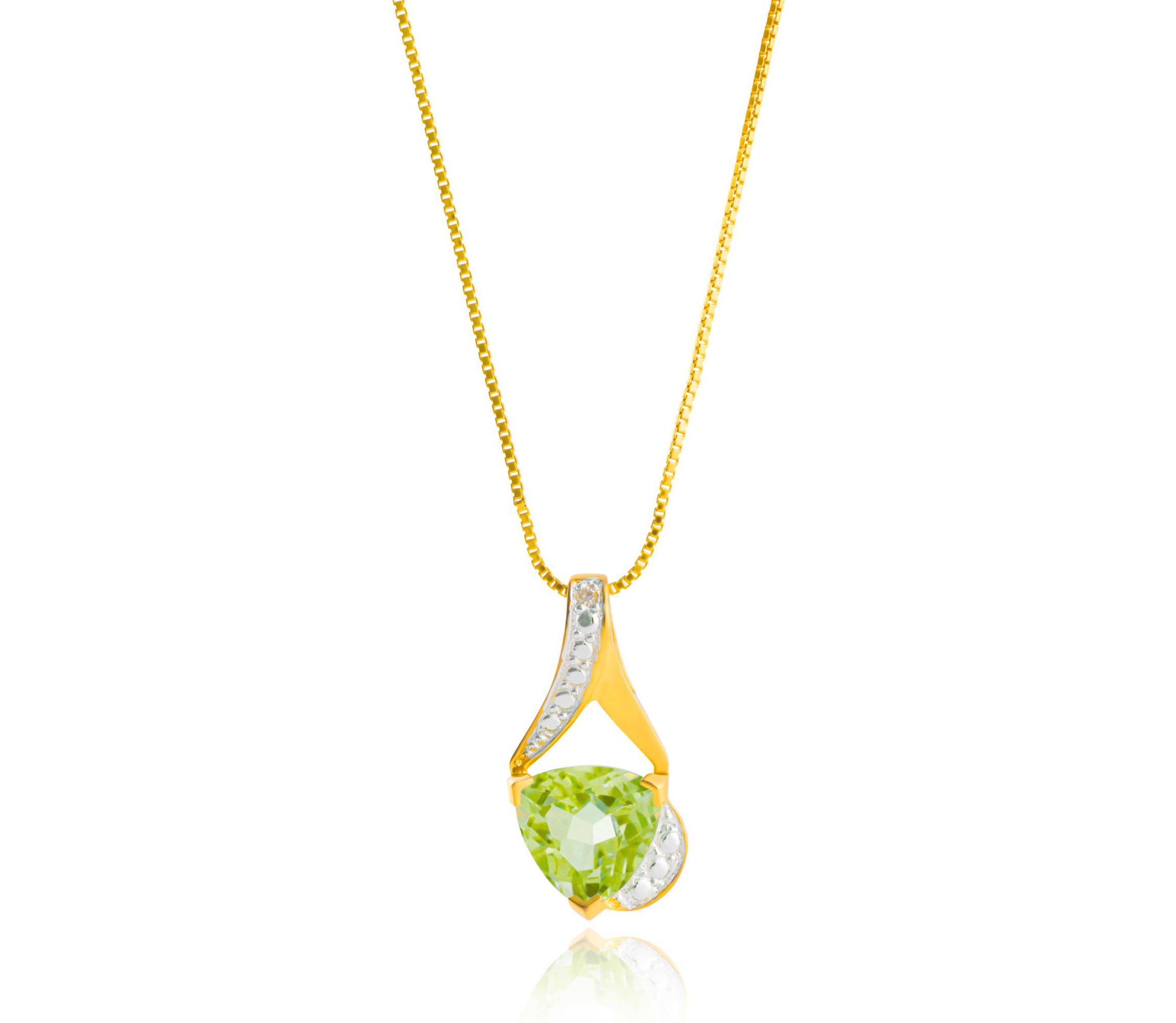 14K Yellow Gold Plated 8MM Cushion Cut Mystic Topaz Pendant Necklace with Diamond Accents