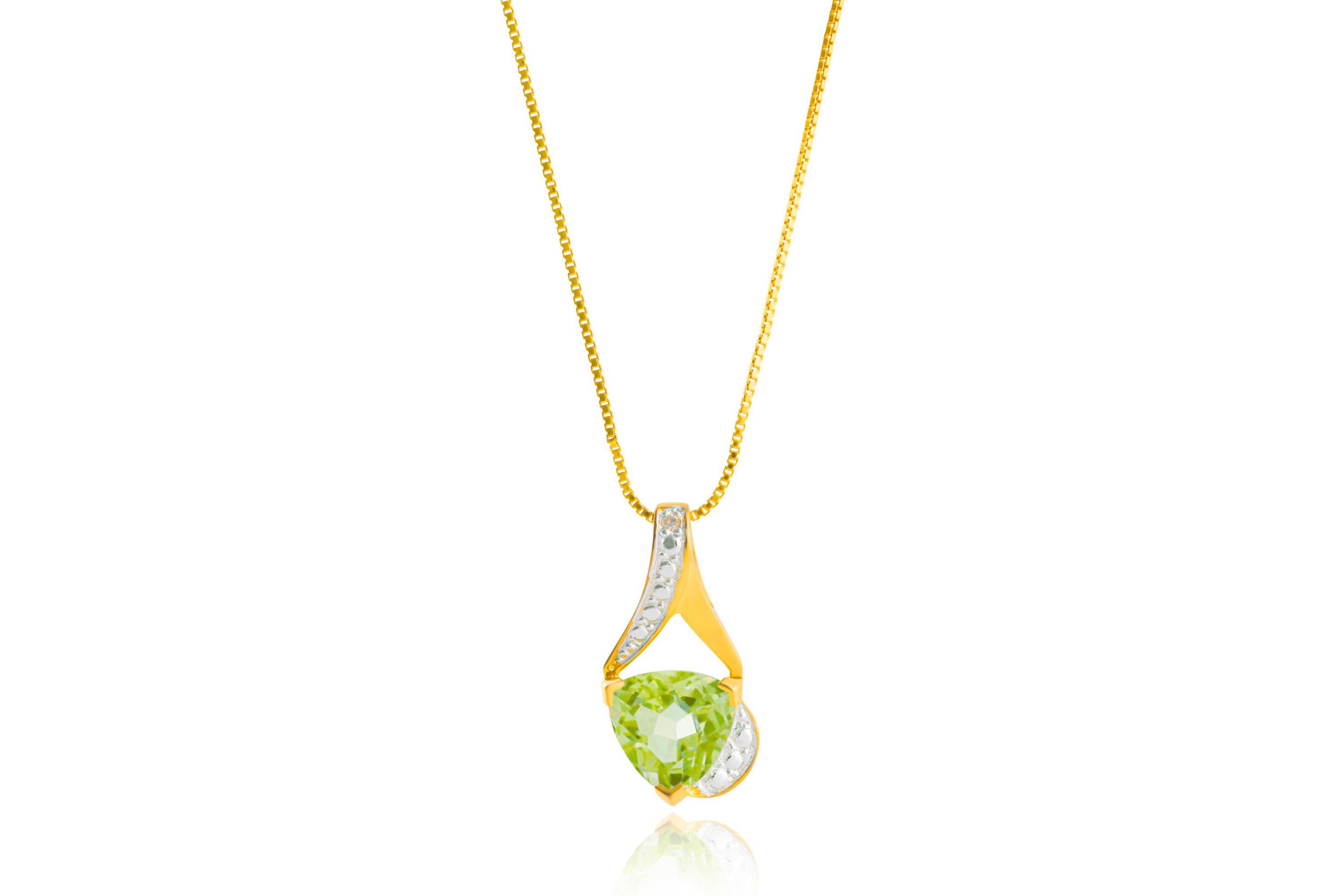 14K Yellow Gold Plated 8MM Cushion Cut Mystic Topaz Pendant Necklace with Diamond Accents