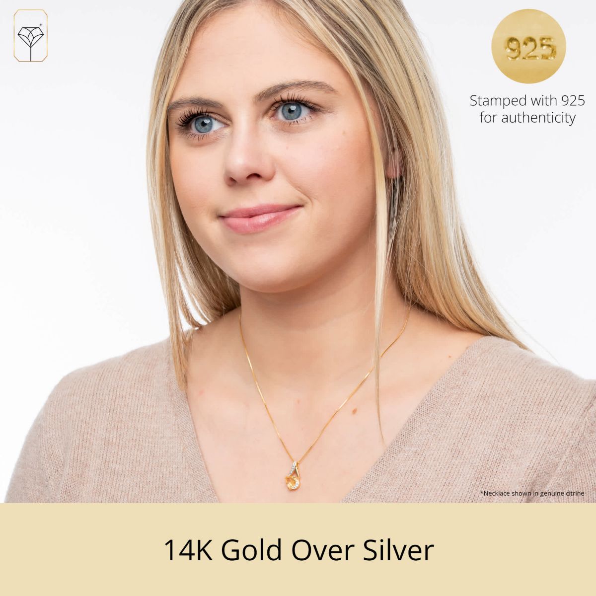 14K Yellow Gold Plated 8MM Cushion Cut Mystic Topaz Pendant Necklace with Diamond Accents