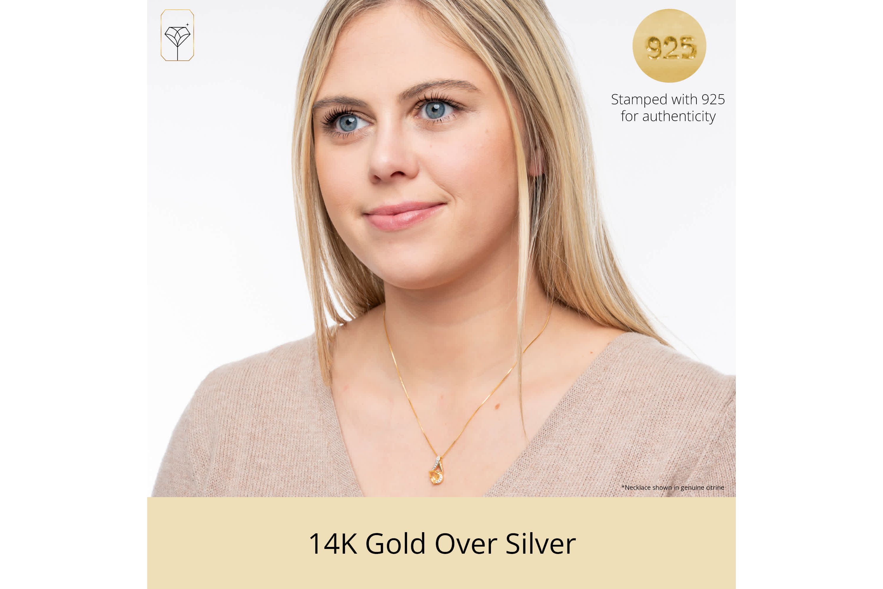 14K Yellow Gold Plated 8MM Cushion Cut Mystic Topaz Pendant Necklace with Diamond Accents
