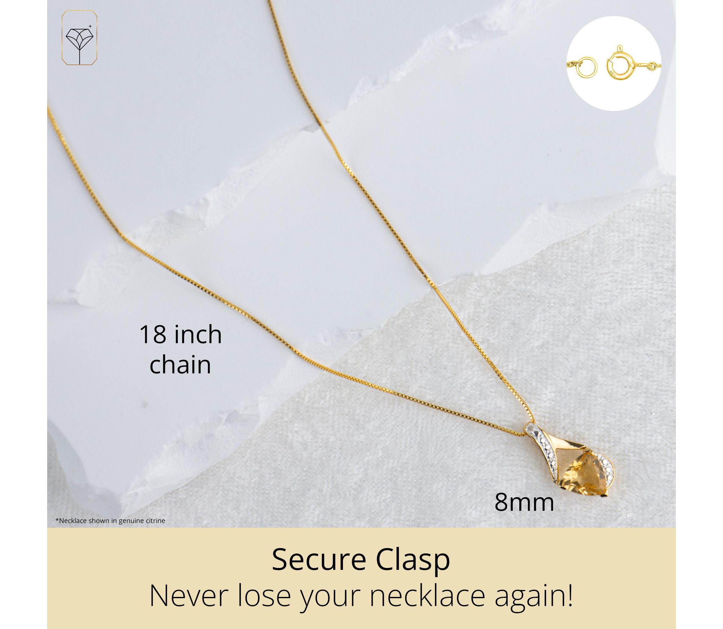 14K Yellow Gold Plated 8MM Cushion Cut Mystic Topaz Pendant Necklace with Diamond Accents