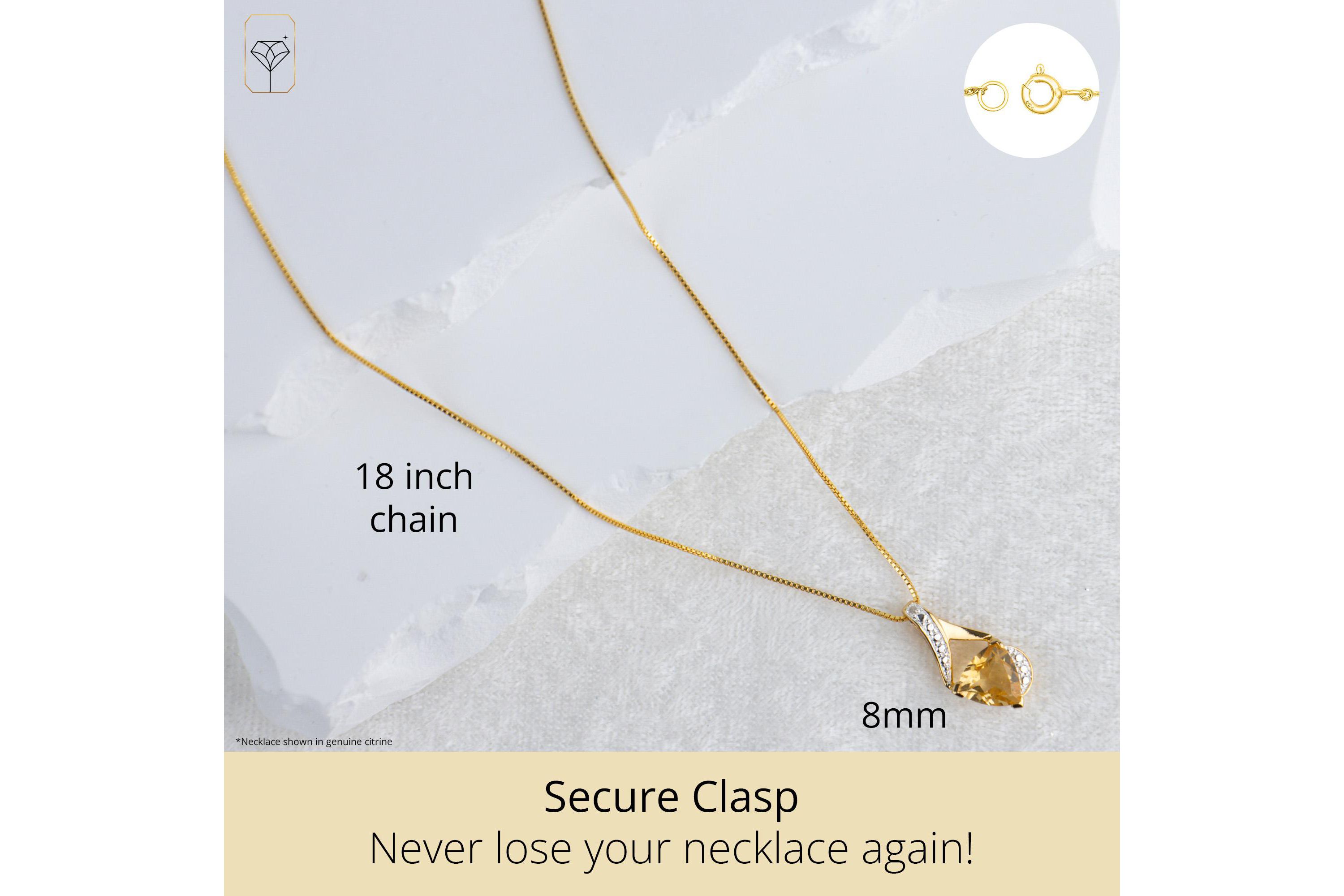 14K Yellow Gold Plated 8MM Cushion Cut Mystic Topaz Pendant Necklace with Diamond Accents
