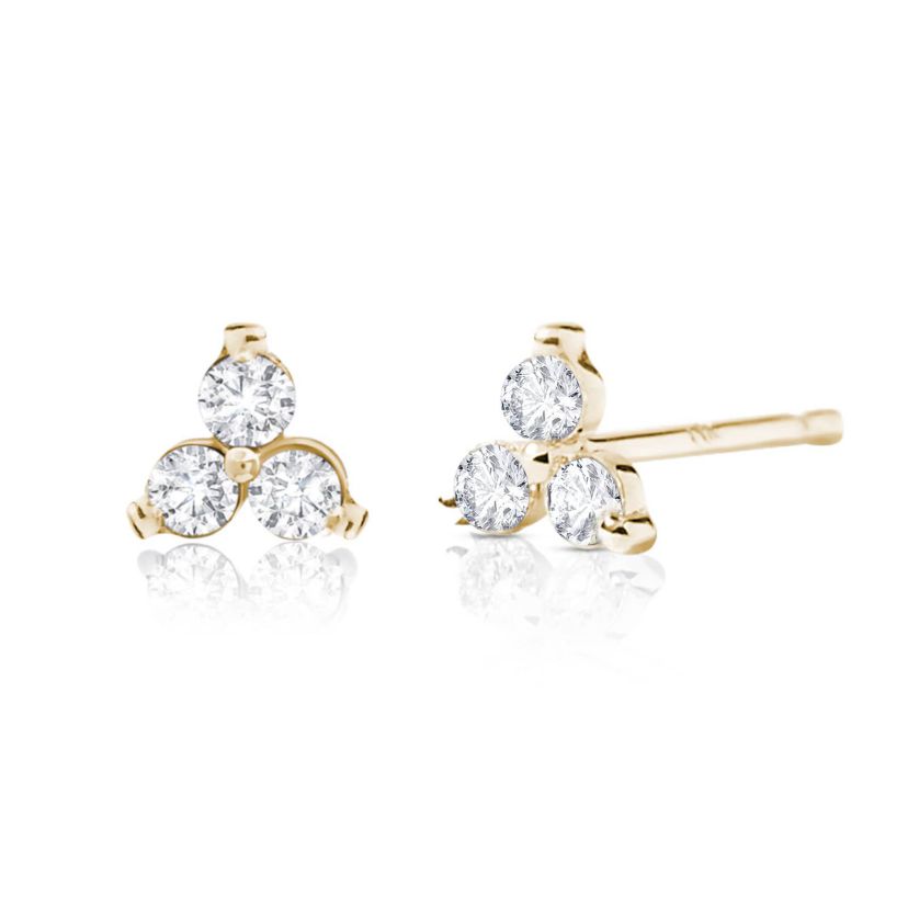 Lab Created 14k Solid Gold 2.2mm Diamond Lab Grown Triplet Studs