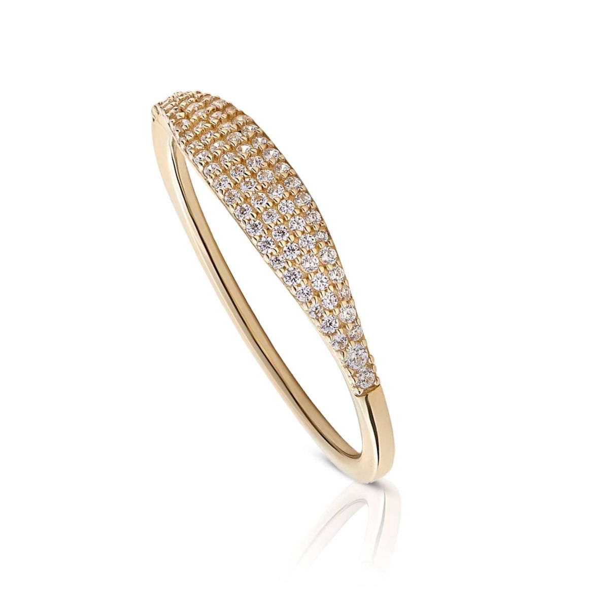 Lab Created 14k Gold Pavé Lab Grwon Diamond Thin Dôme Ring
