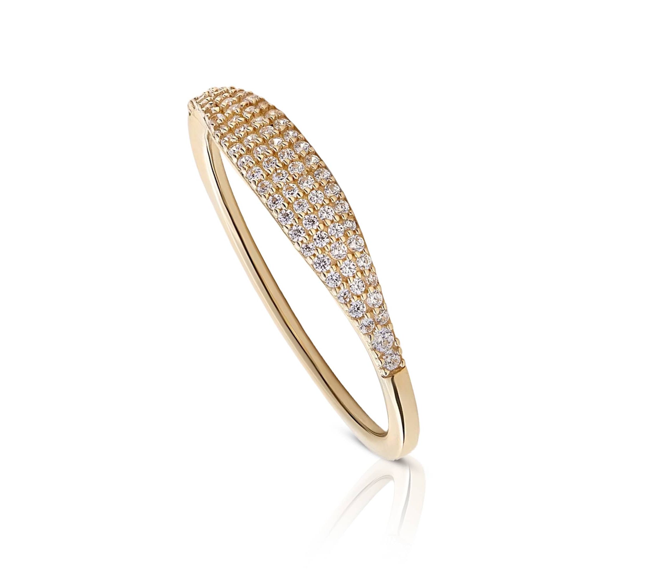 Lab Created 14k Gold Pavé Lab Grwon Diamond Thin Dôme Ring