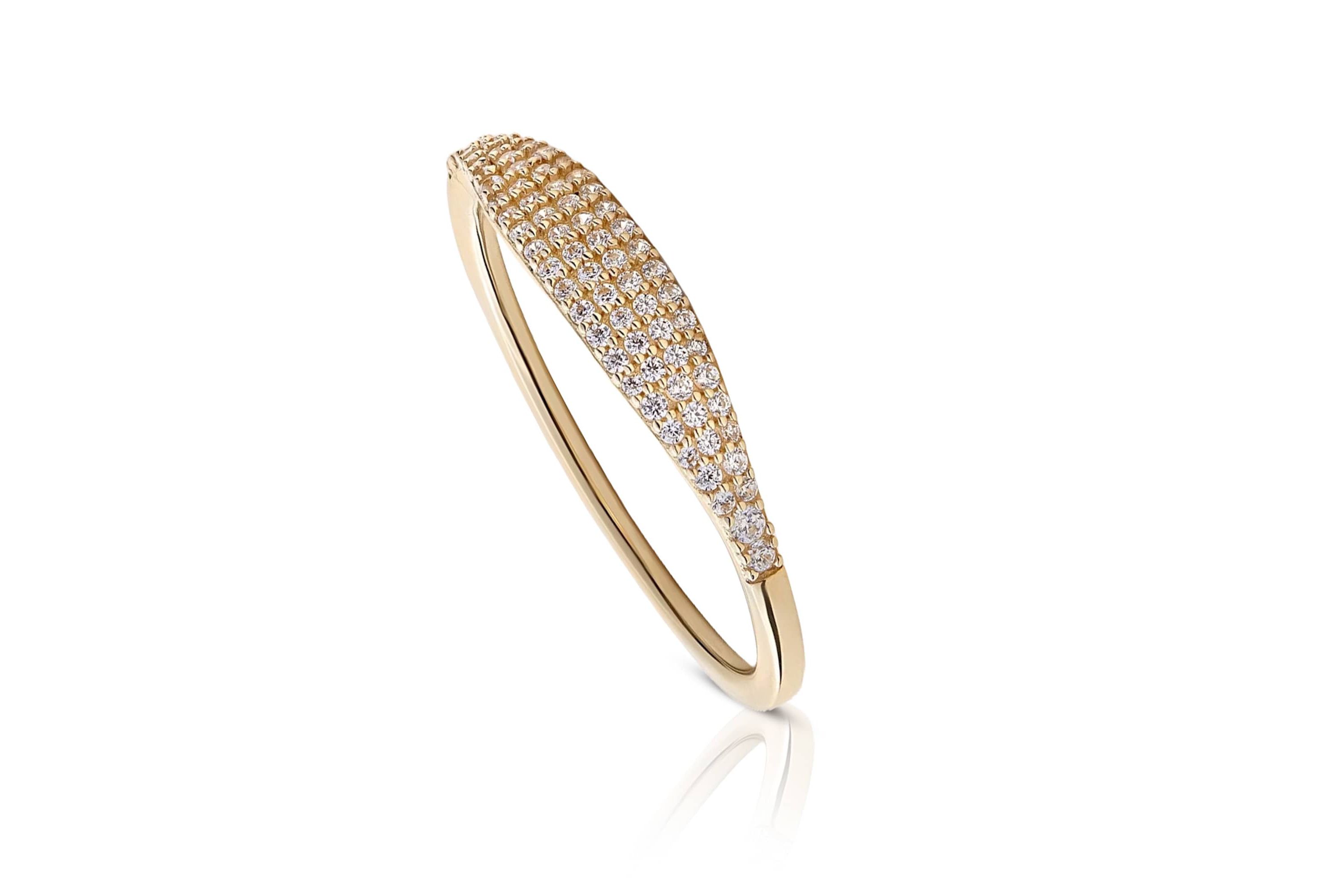 Lab Created 14k Gold Pavé Lab Grwon Diamond Thin Dôme Ring