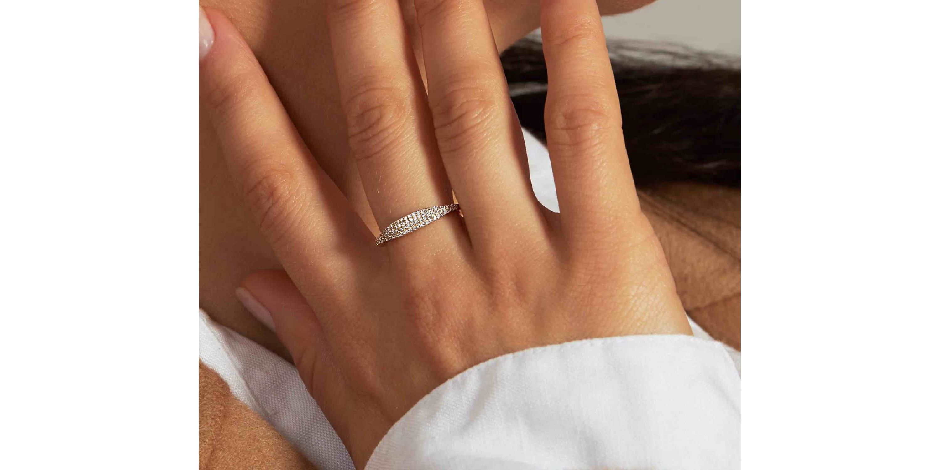 Lab Created 14k Gold Pavé Lab Grwon Diamond Thin Dôme Ring
