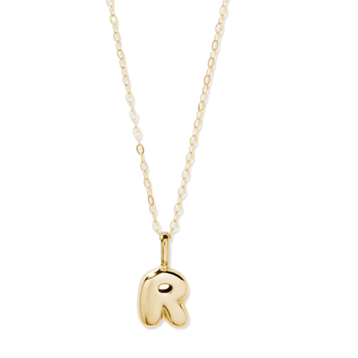 14K Yellow Gold Letter Bubble Pendant Necklace