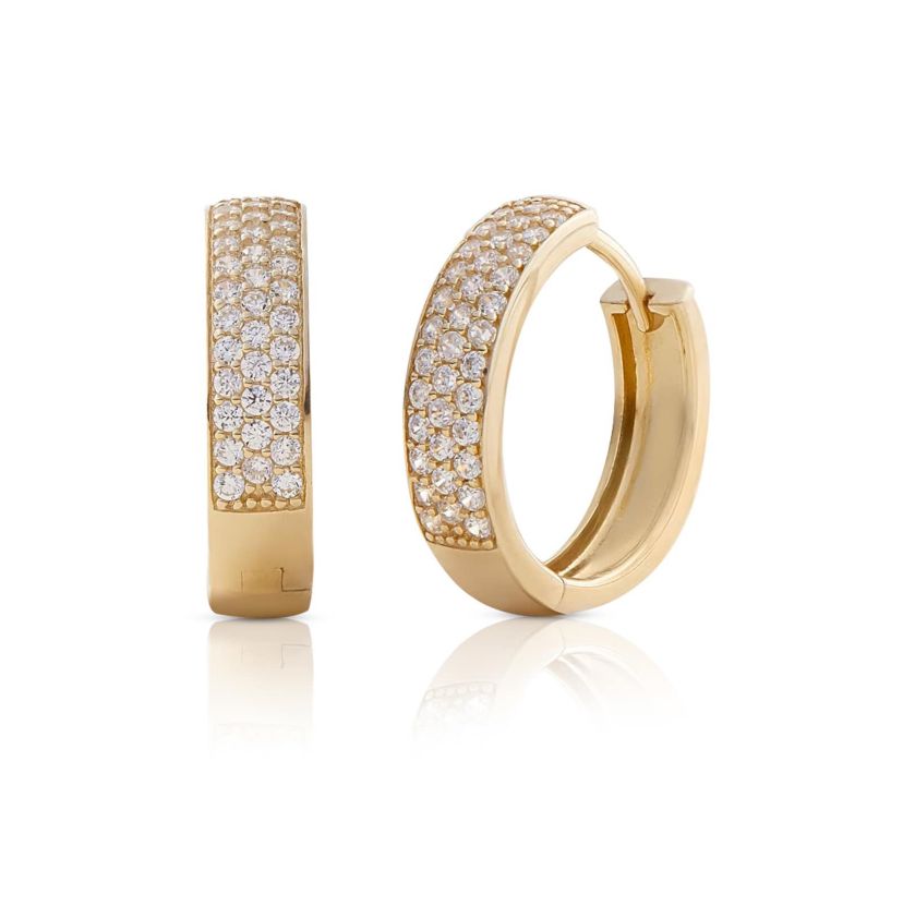 Lab Created 14k Solid Gold Diamond Lab Grown Micro Pavé Huggie Earrings