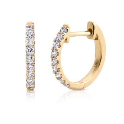 Belk & Co Lab Created 14k Solid Gold Diamond Lab Grown Half PavÃ© Huggie Earrings