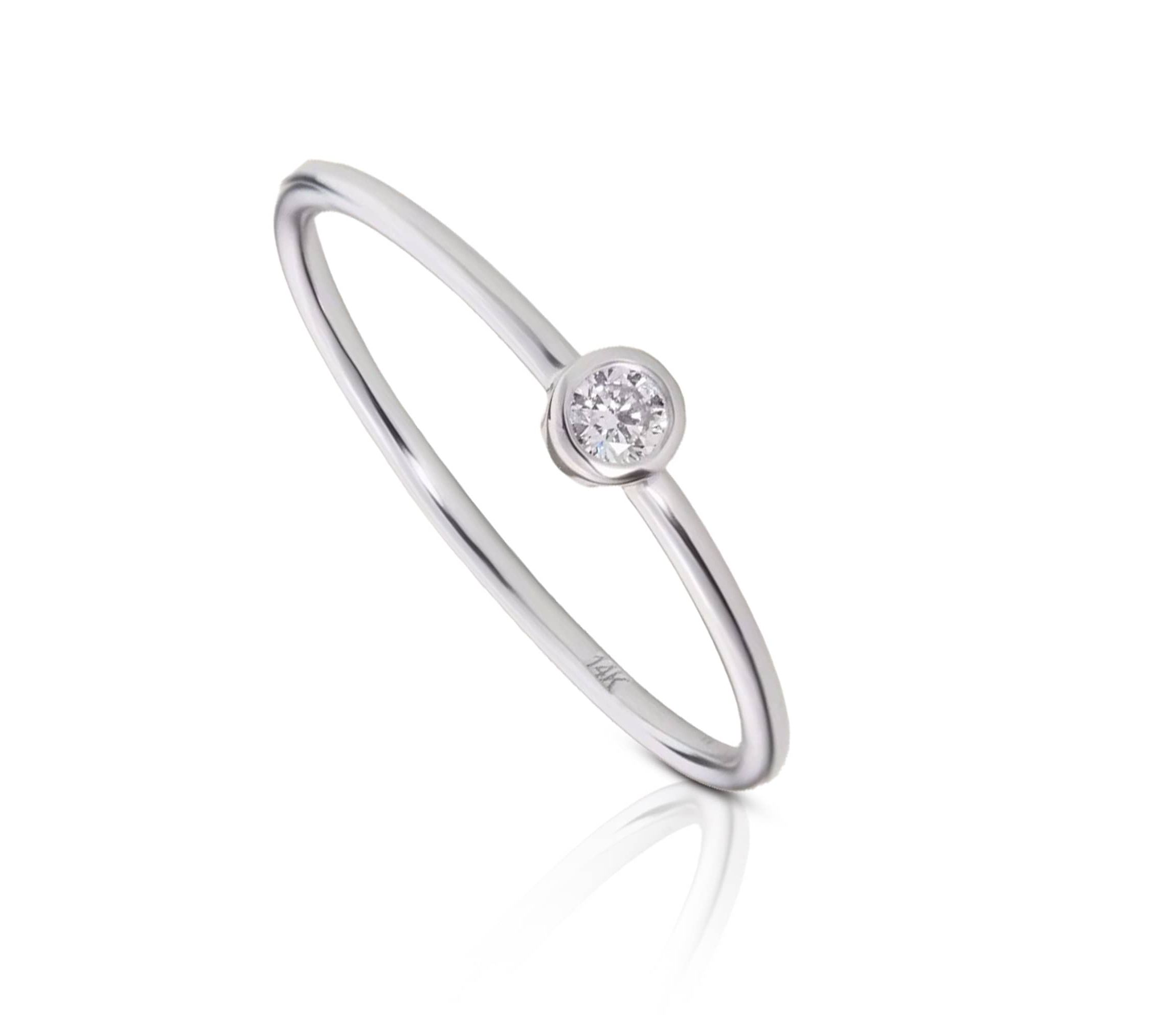 Lab Created 14k Gold Solo 2.5mm Lab Grown Diamond Bezel Ring