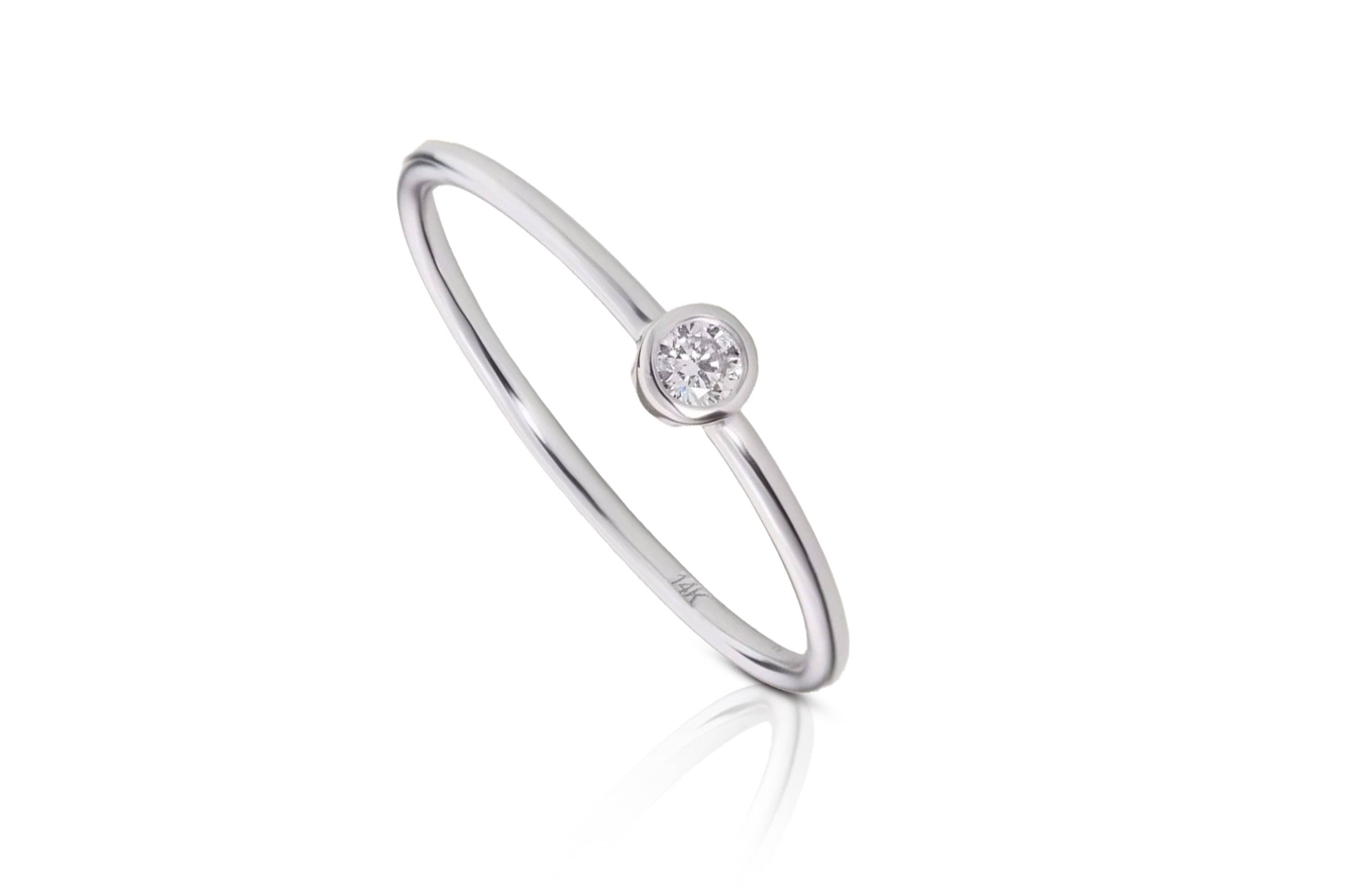 Lab Created 14k Gold Solo 2.5mm Lab Grown Diamond Bezel Ring