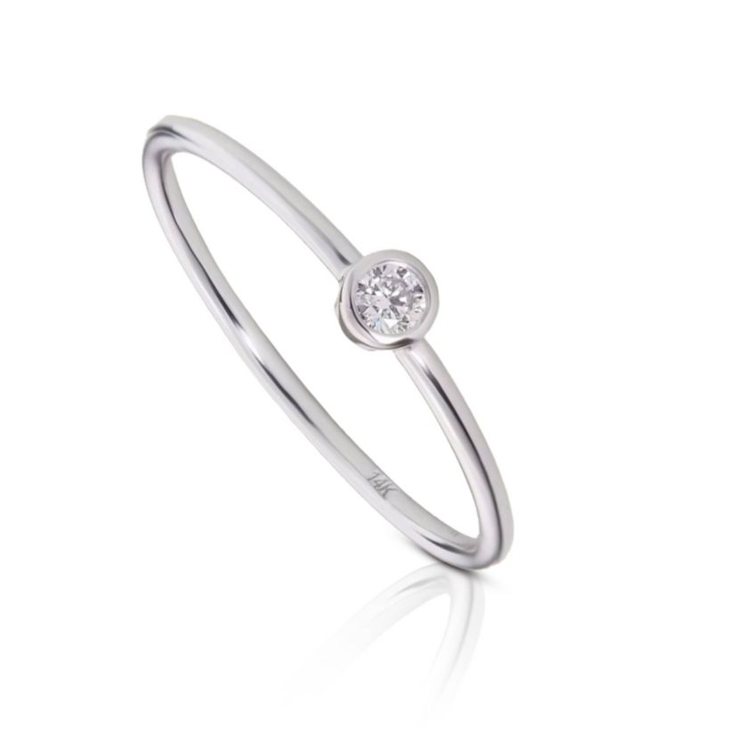 Lab Created 14k Gold Solo 2.5mm Lab Grown Diamond Bezel Ring