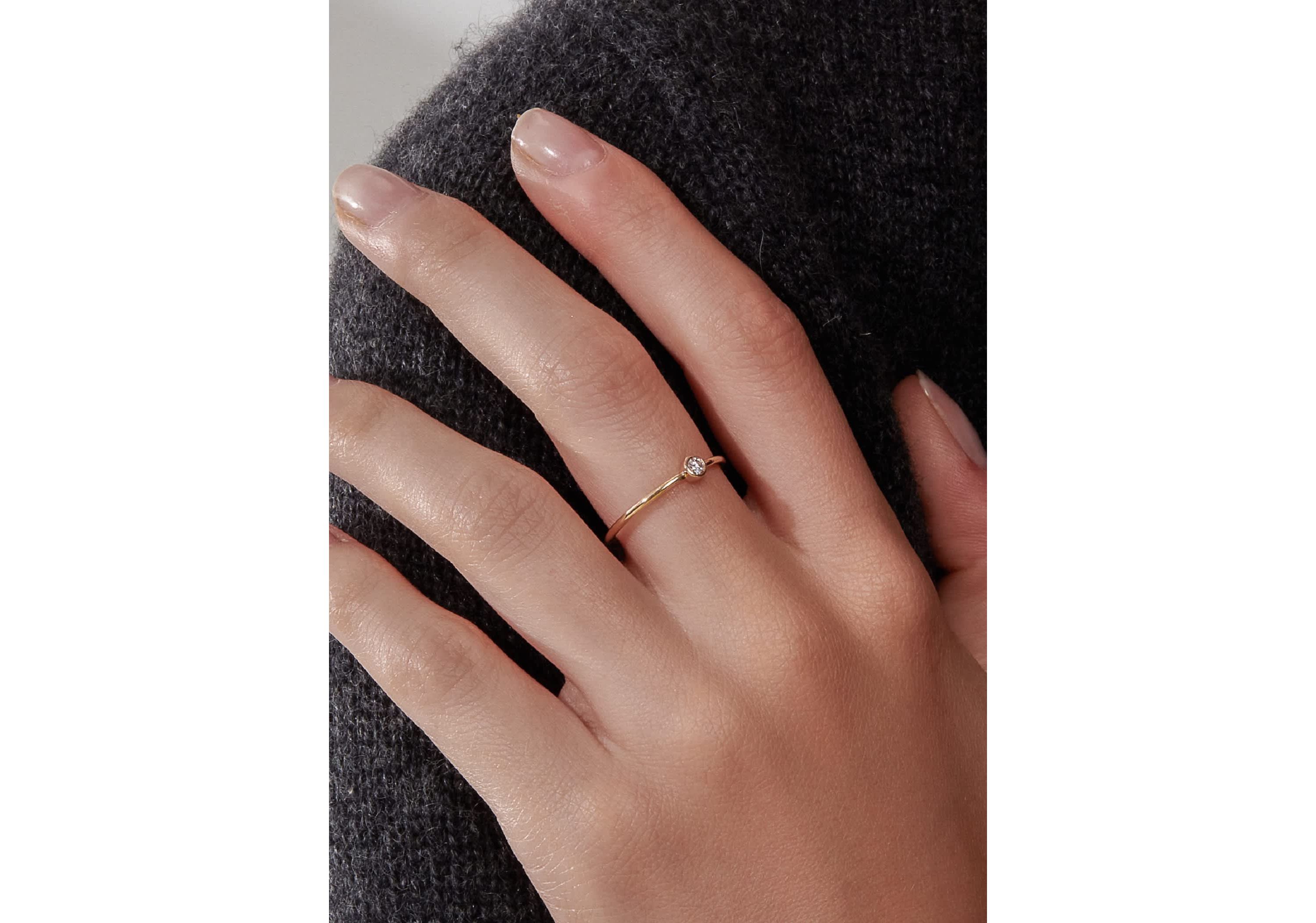 Lab Created 14k Gold Solo 2.5mm Lab Grown Diamond Bezel Ring