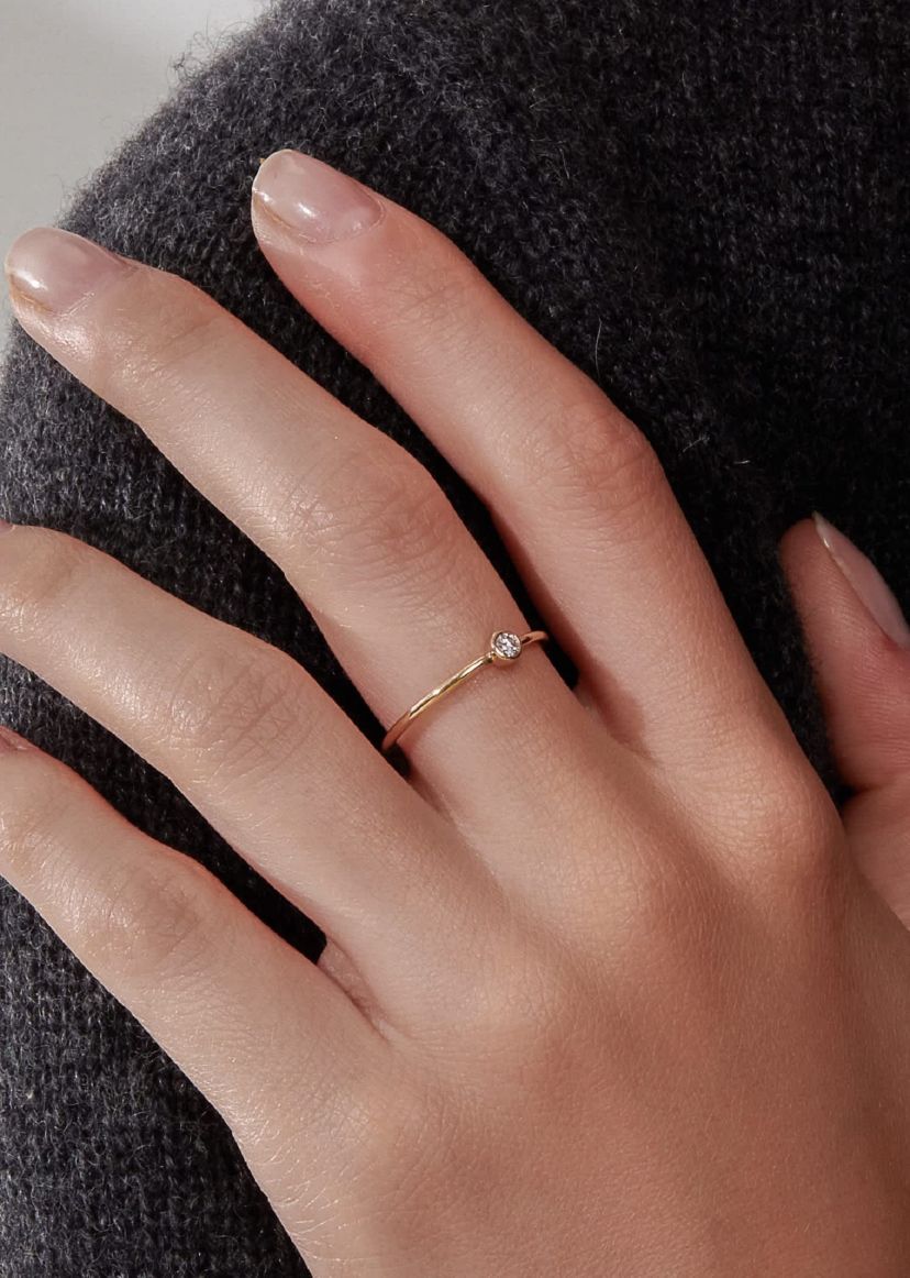 Lab Created 14k Gold Solo 2.5mm Lab Grown Diamond Bezel Ring