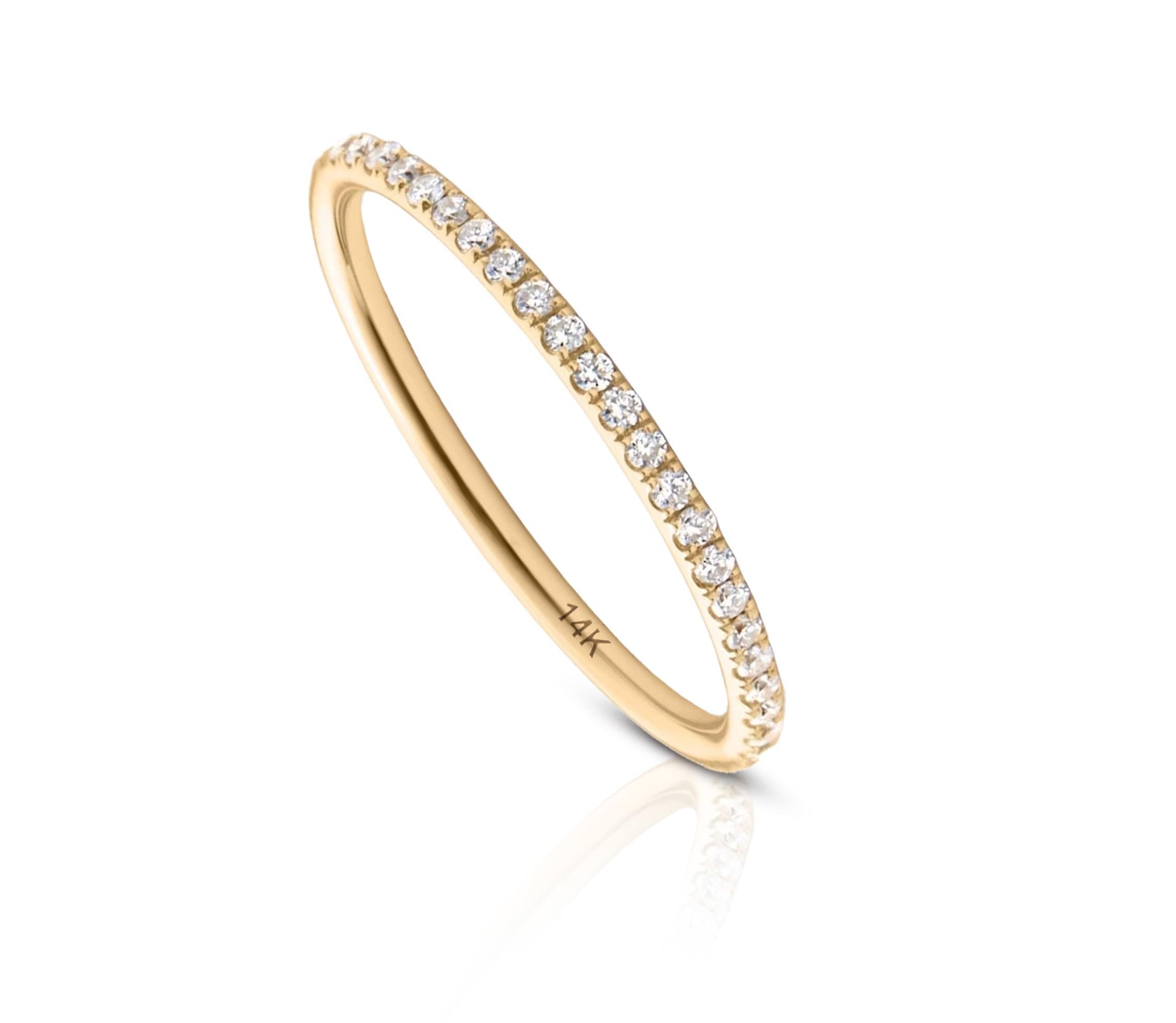 Lab Created 14k Solid Gold Petite Lab Grown Diamond Eternity Band Ring