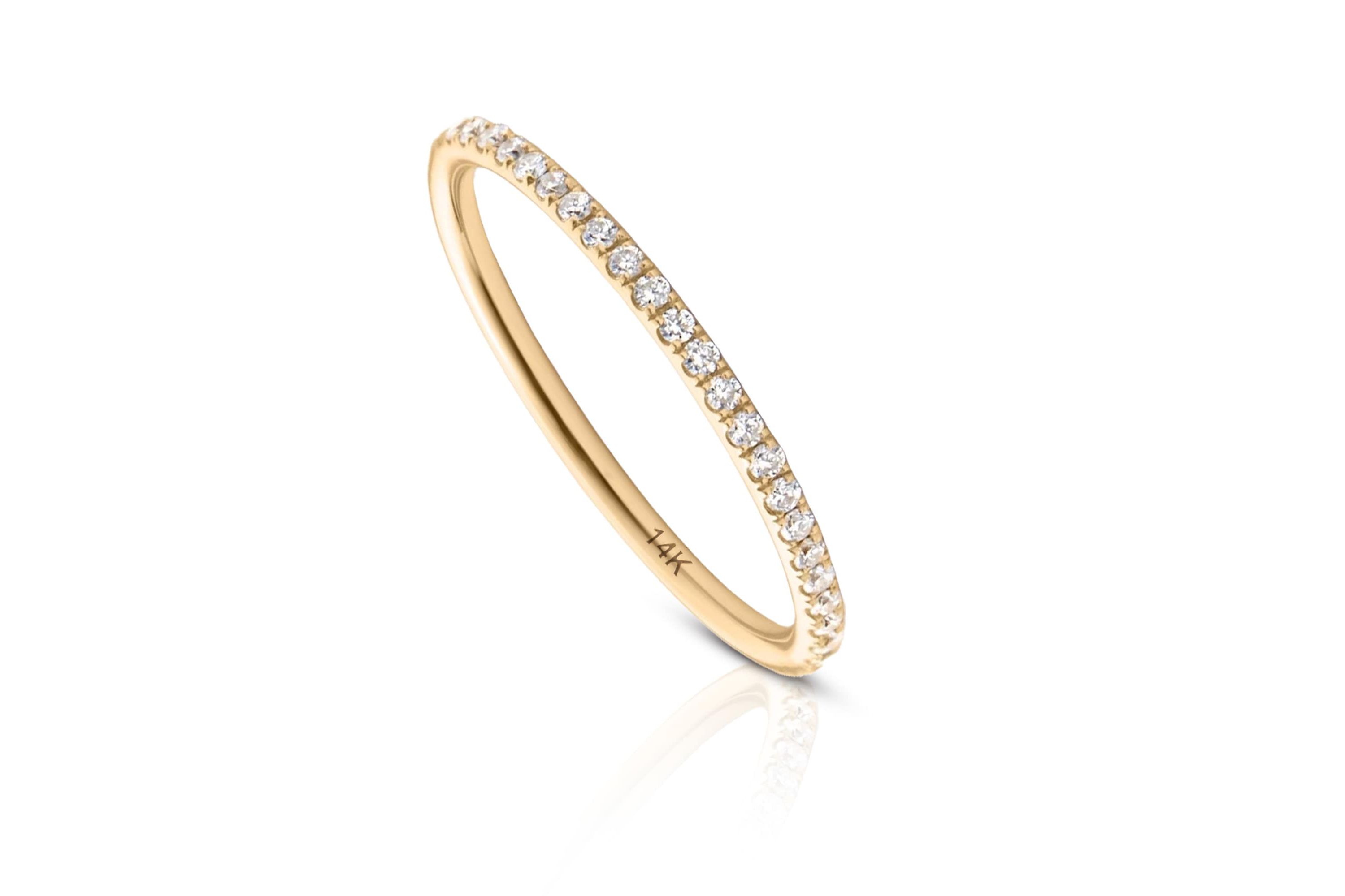 Lab Created 14k Solid Gold Petite Lab Grown Diamond Eternity Band Ring