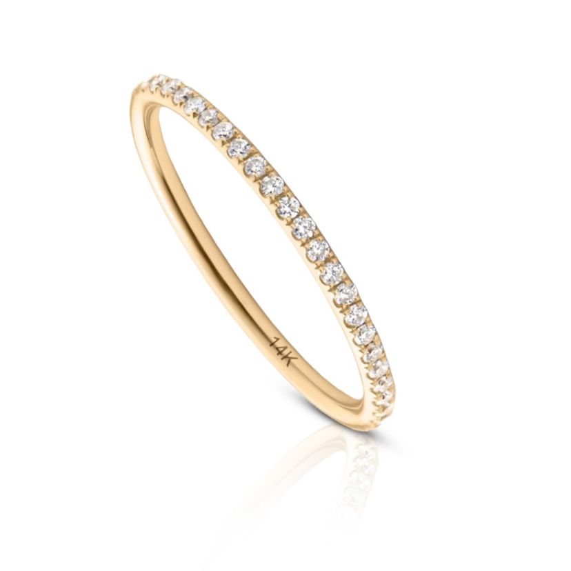 Lab Created 14k Solid Gold Petite Lab Grown Diamond Eternity Band Ring
