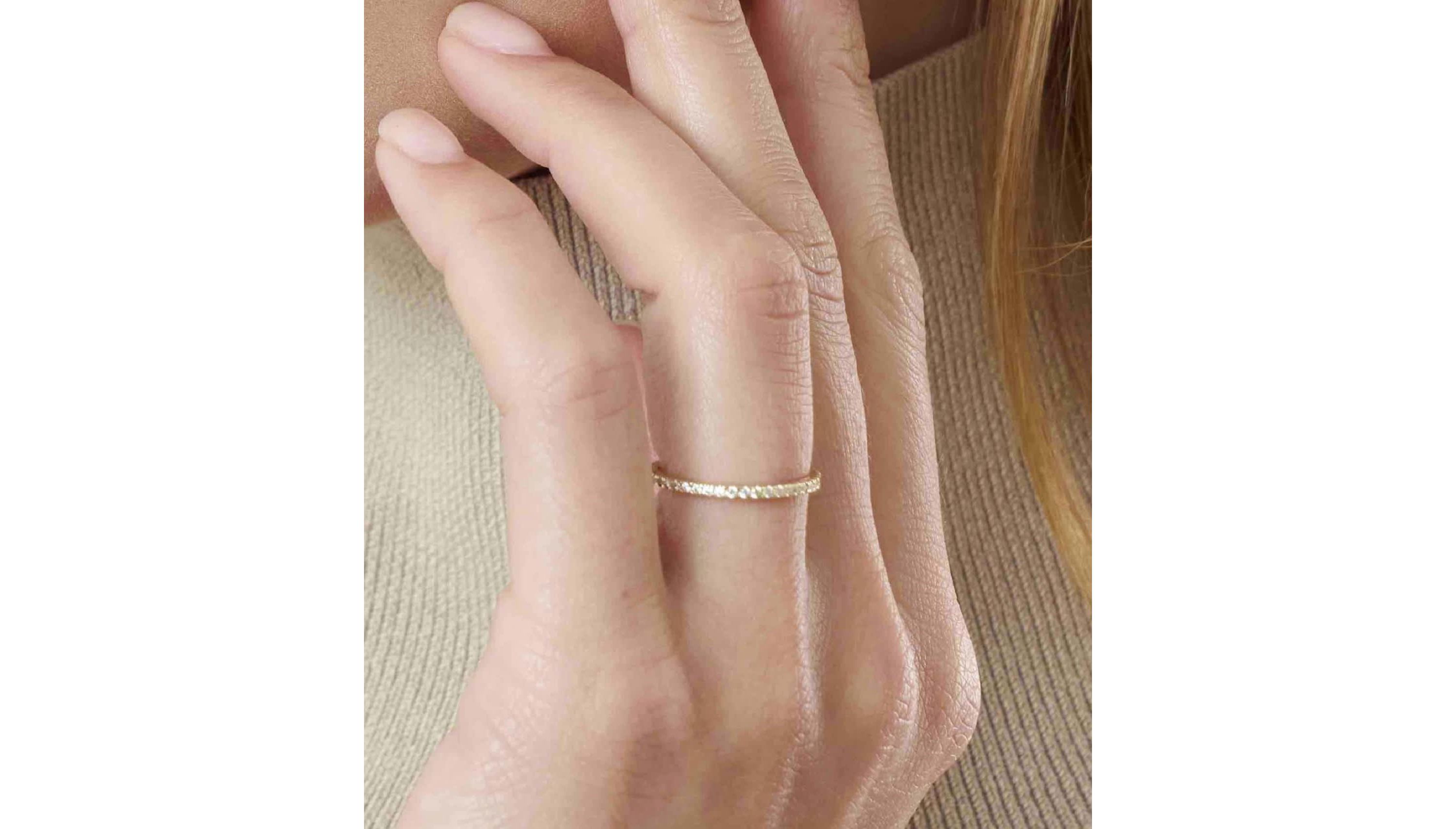 Lab Created 14k Solid Gold Petite Lab Grown Diamond Eternity Band Ring