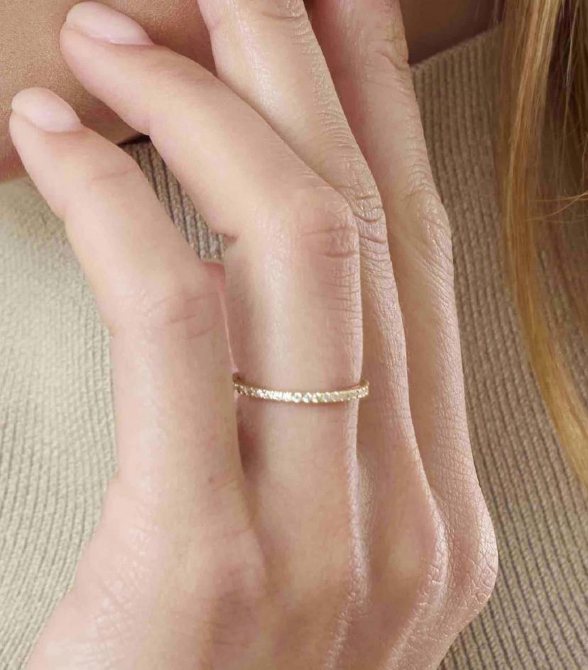 Lab Created 14k Solid Gold Petite Lab Grown Diamond Eternity Band Ring