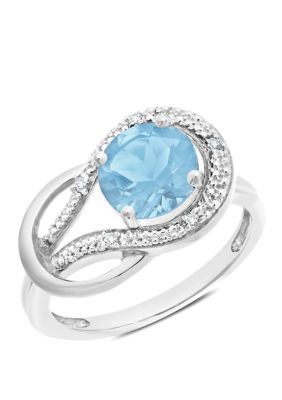 Belk & Co 10K White Gold Blue Topaz And 2 Ct. T.w. Diamond Accent Ring