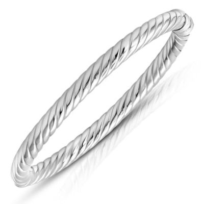 Belk & Co MAX + STONE 925 Sterling Silver Bangle Bracelet | 7 Inch Twist Bracelet with Hinged Clasp | Anti-tarnishing Silver Bracelet for Women