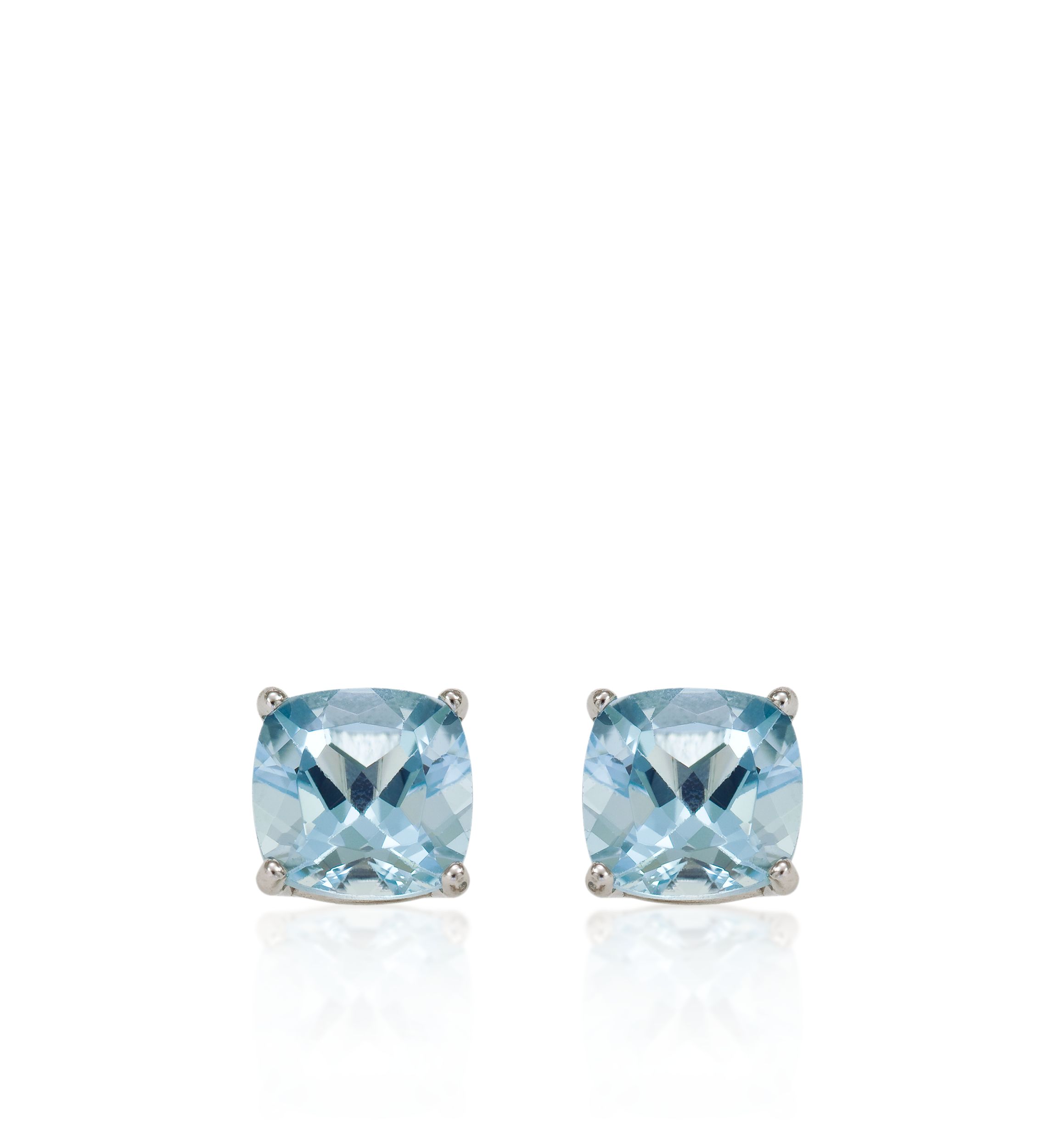 14k White Gold 6mm Aquamarine Stud Earrings