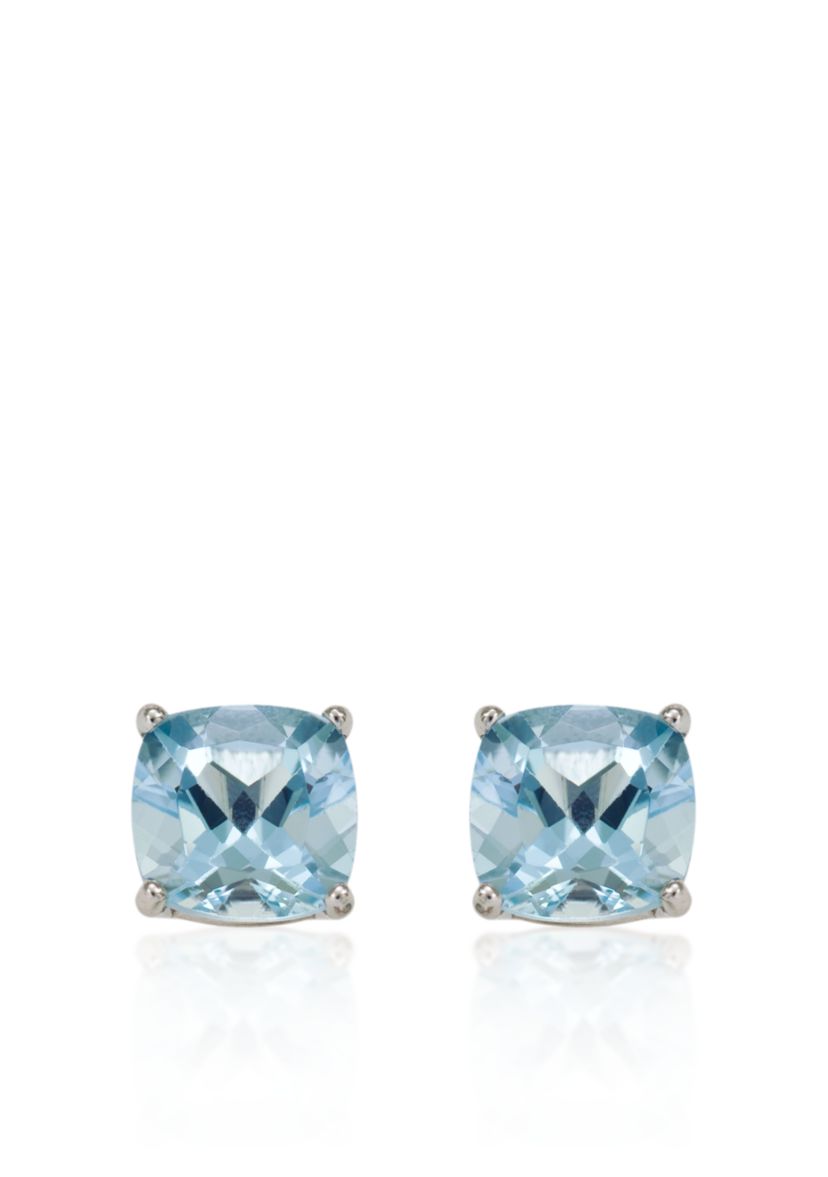 14k White Gold 6mm Aquamarine Stud Earrings