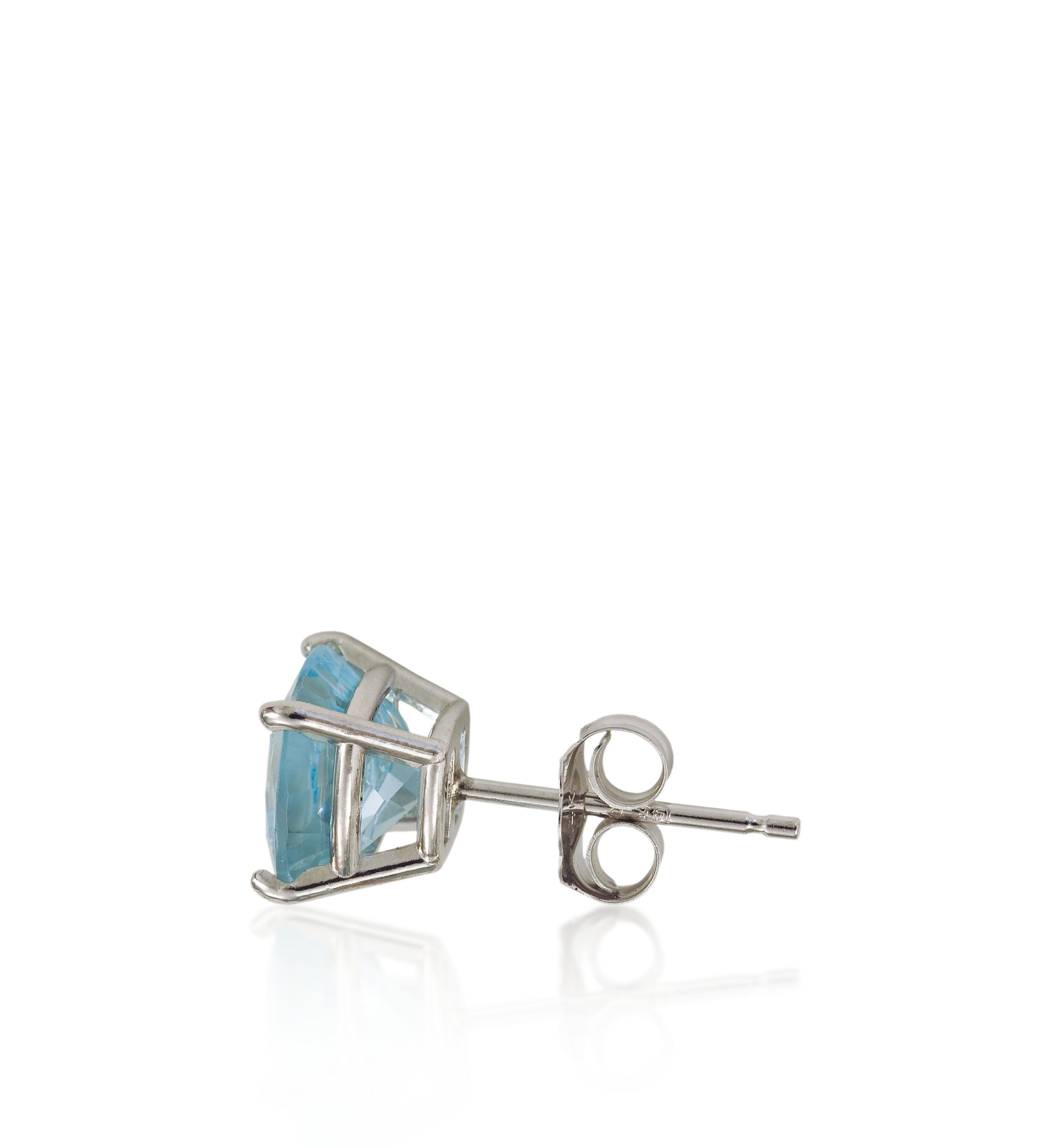 14k White Gold 6mm Aquamarine Stud Earrings
