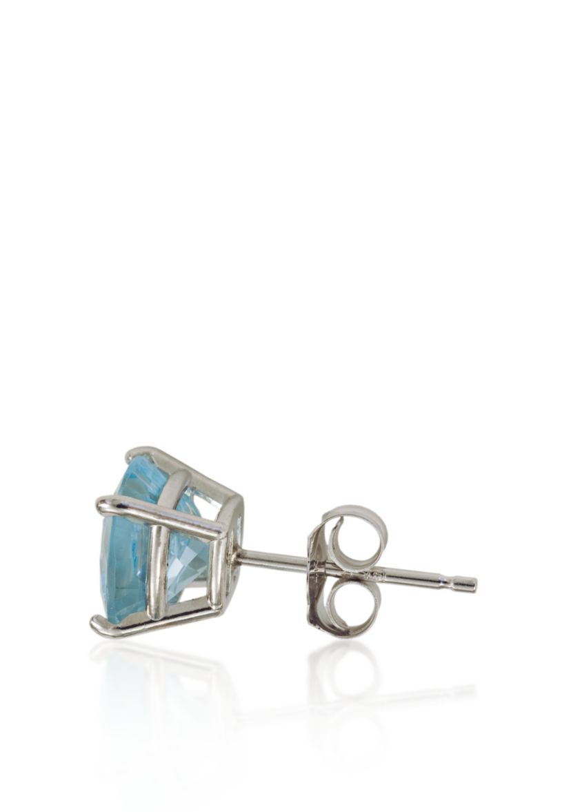 14k White Gold 6mm Aquamarine Stud Earrings