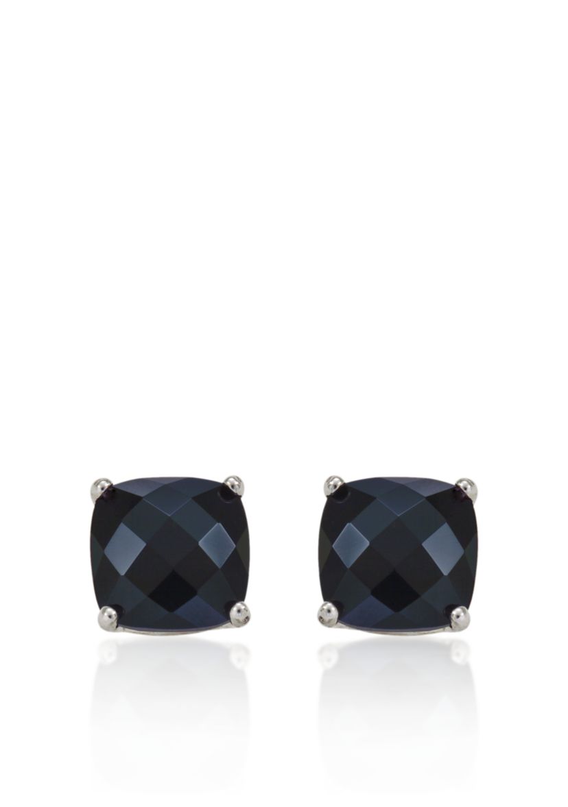 14k White Gold 6mm Onyx Stud Earrings