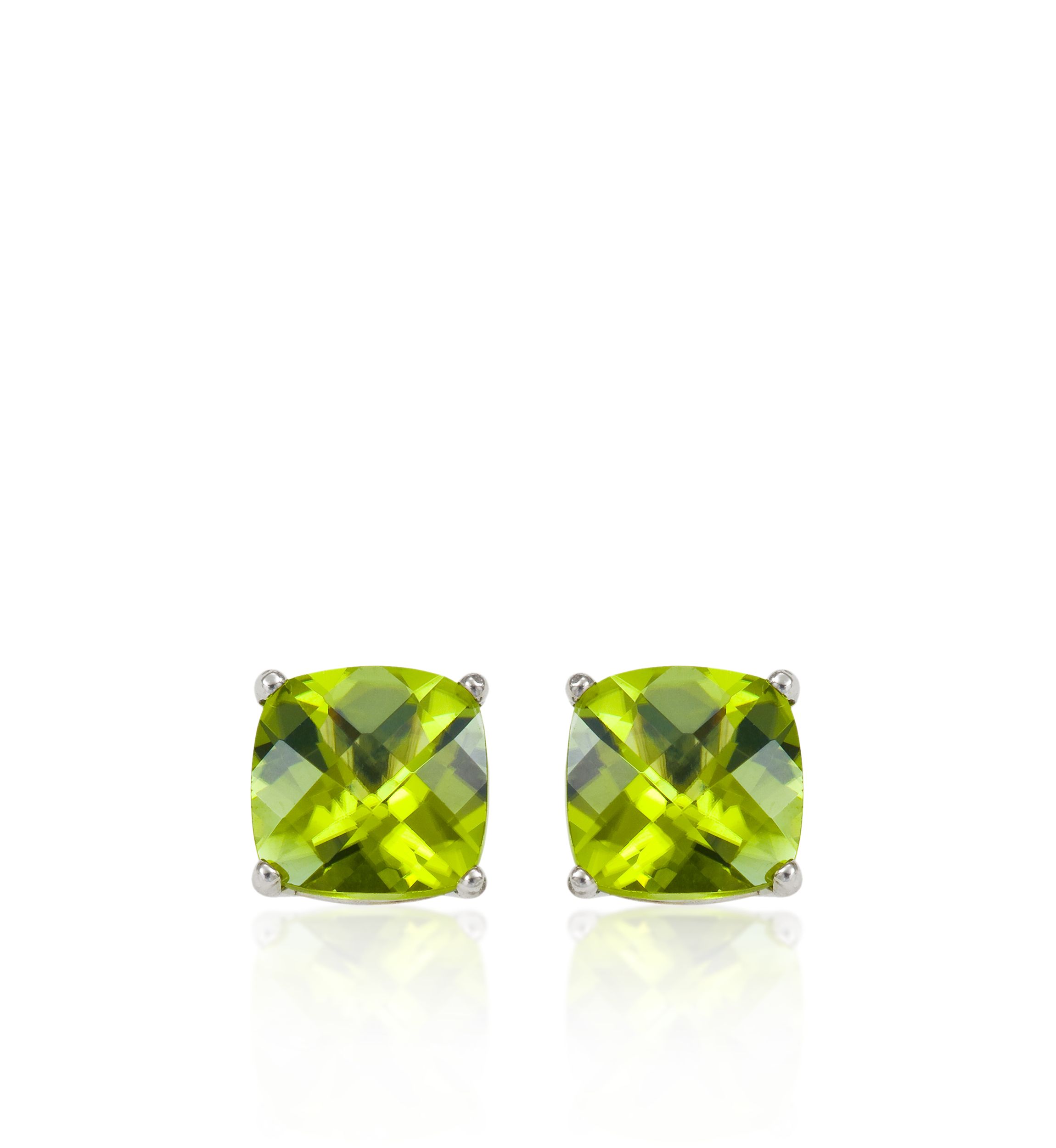 14k White Gold 6mm Peridot Stud Earrings