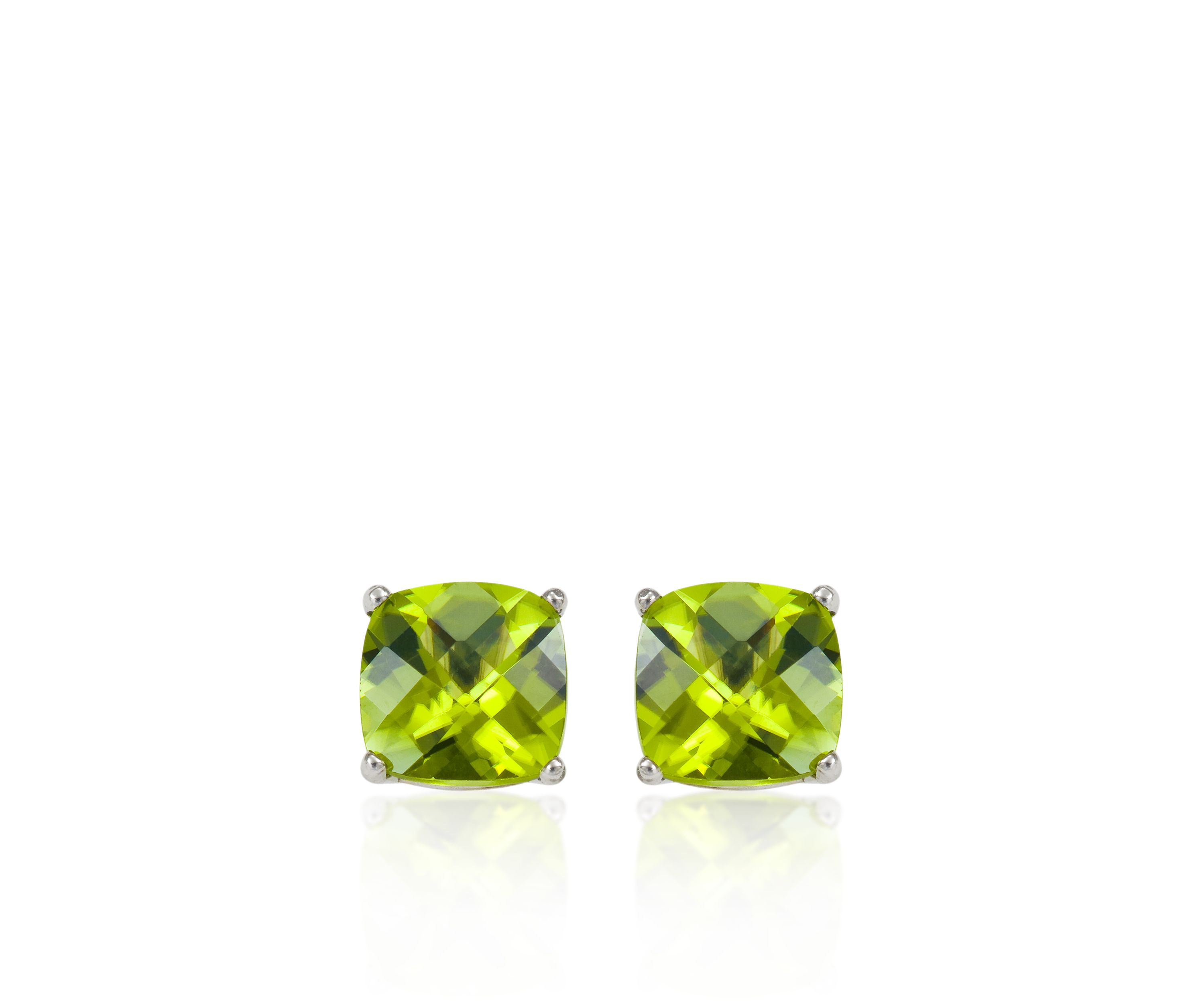 14k White Gold 6mm Peridot Stud Earrings