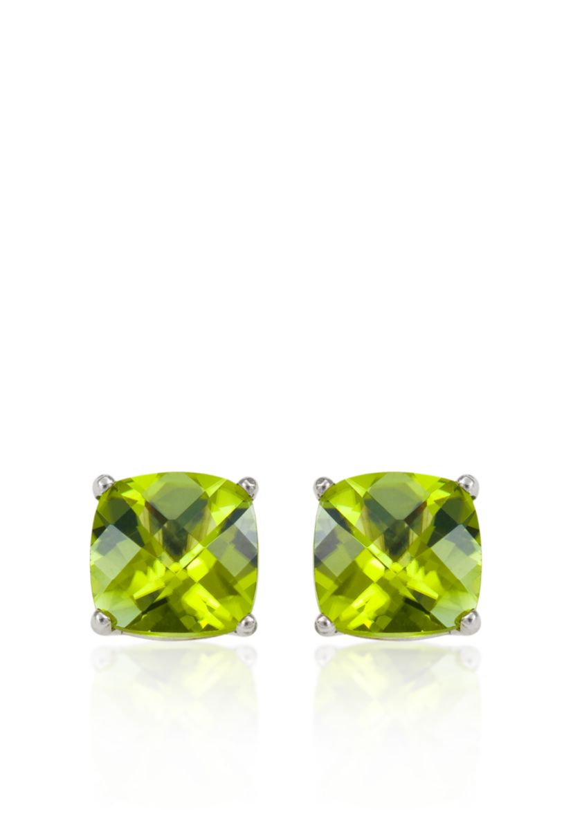 14k White Gold 6mm Peridot Stud Earrings