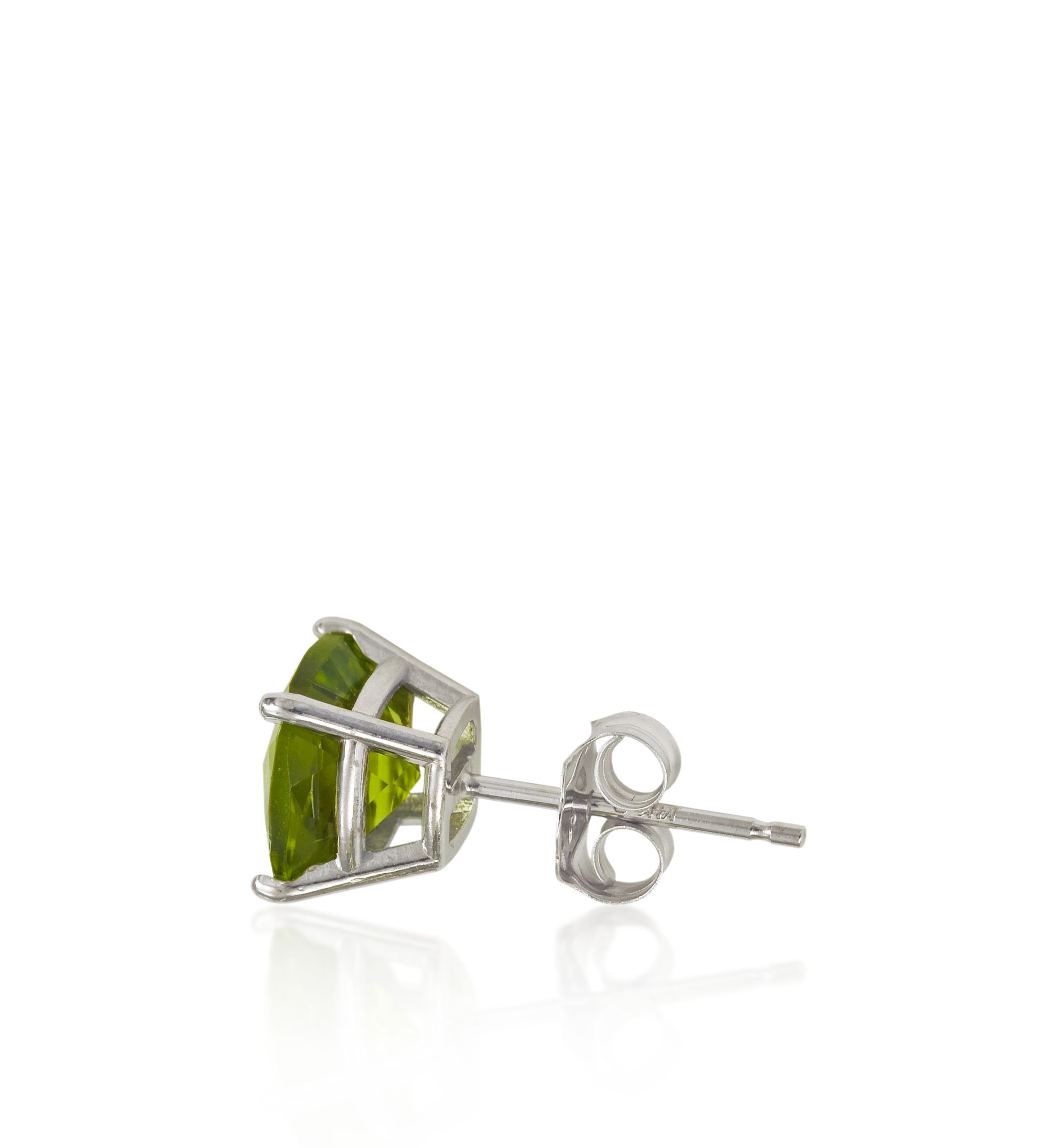 14k White Gold 6mm Peridot Stud Earrings