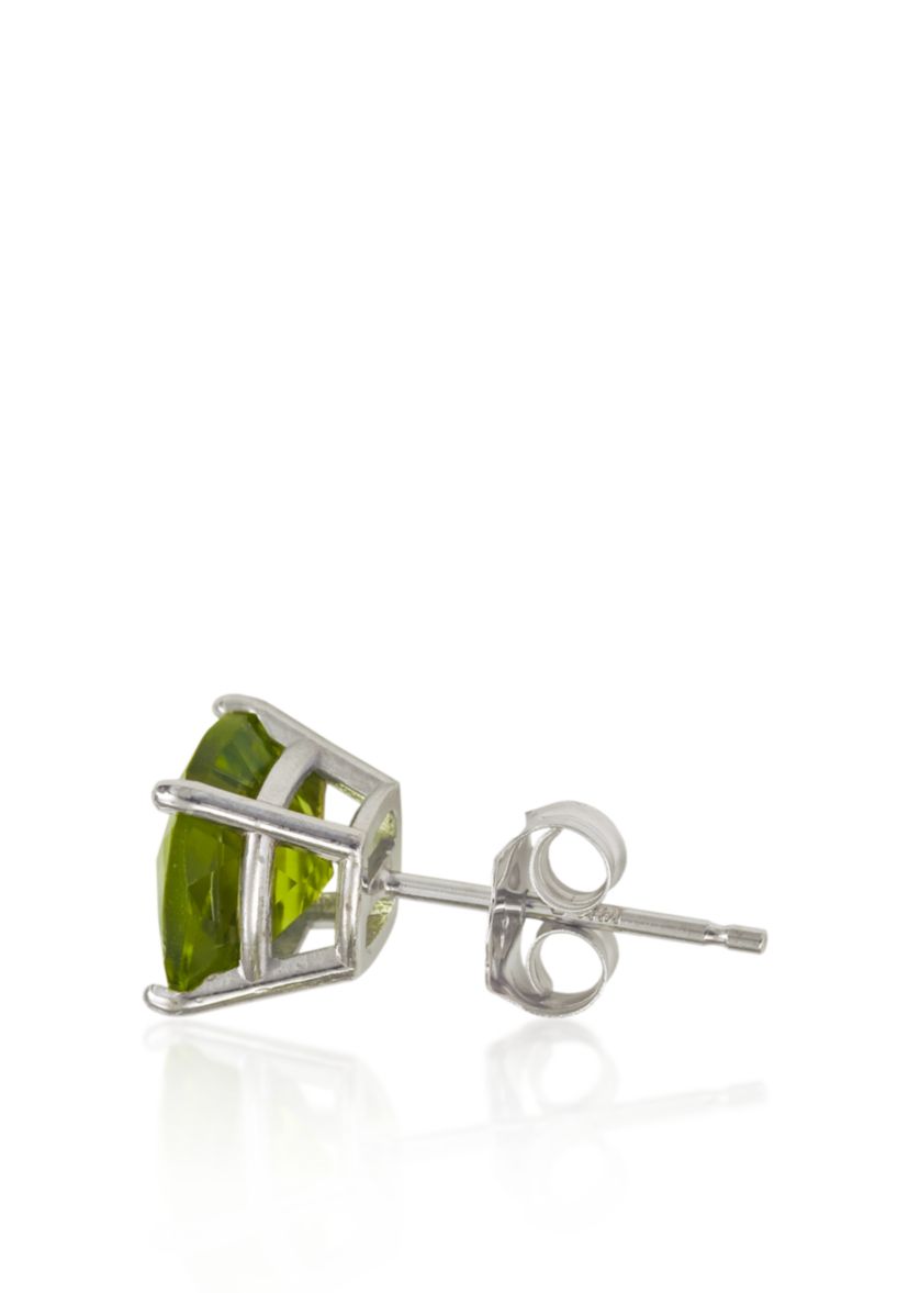 14k White Gold 6mm Peridot Stud Earrings
