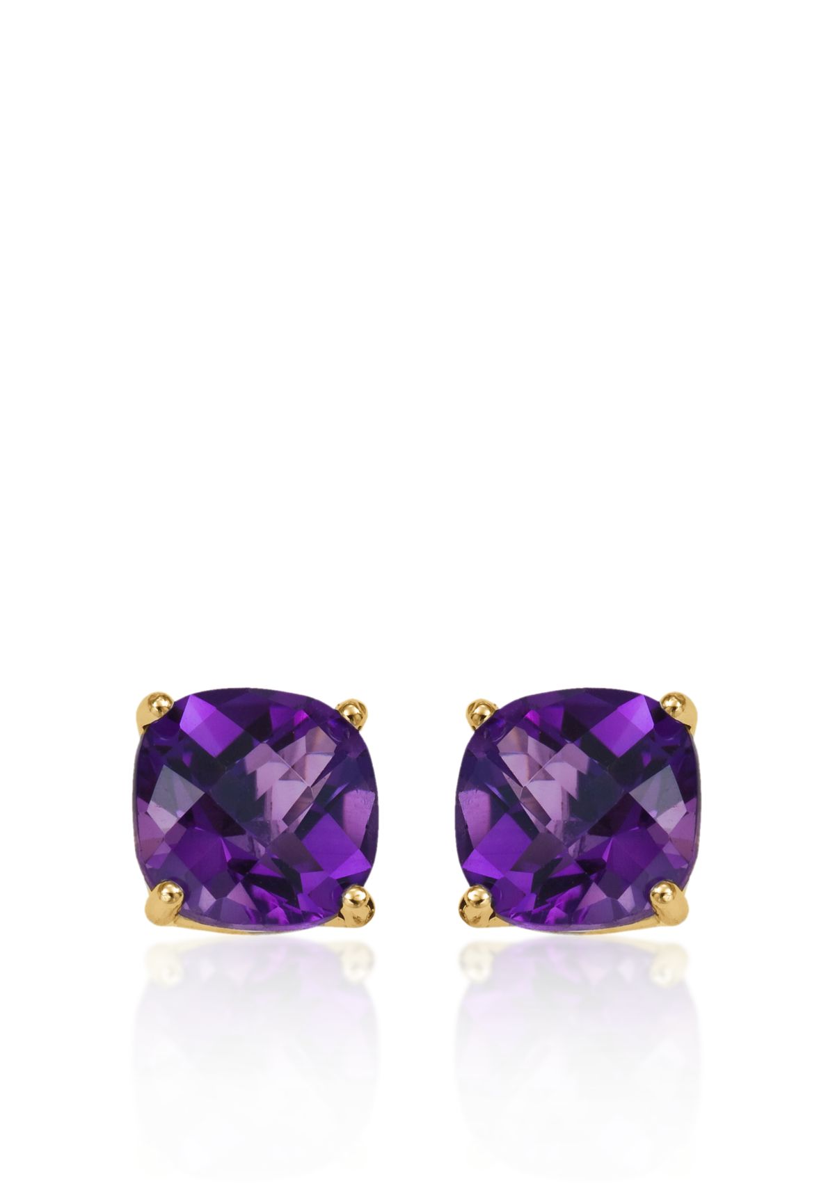14k Yellow Gold 6mm Amethyst Stud Earrings