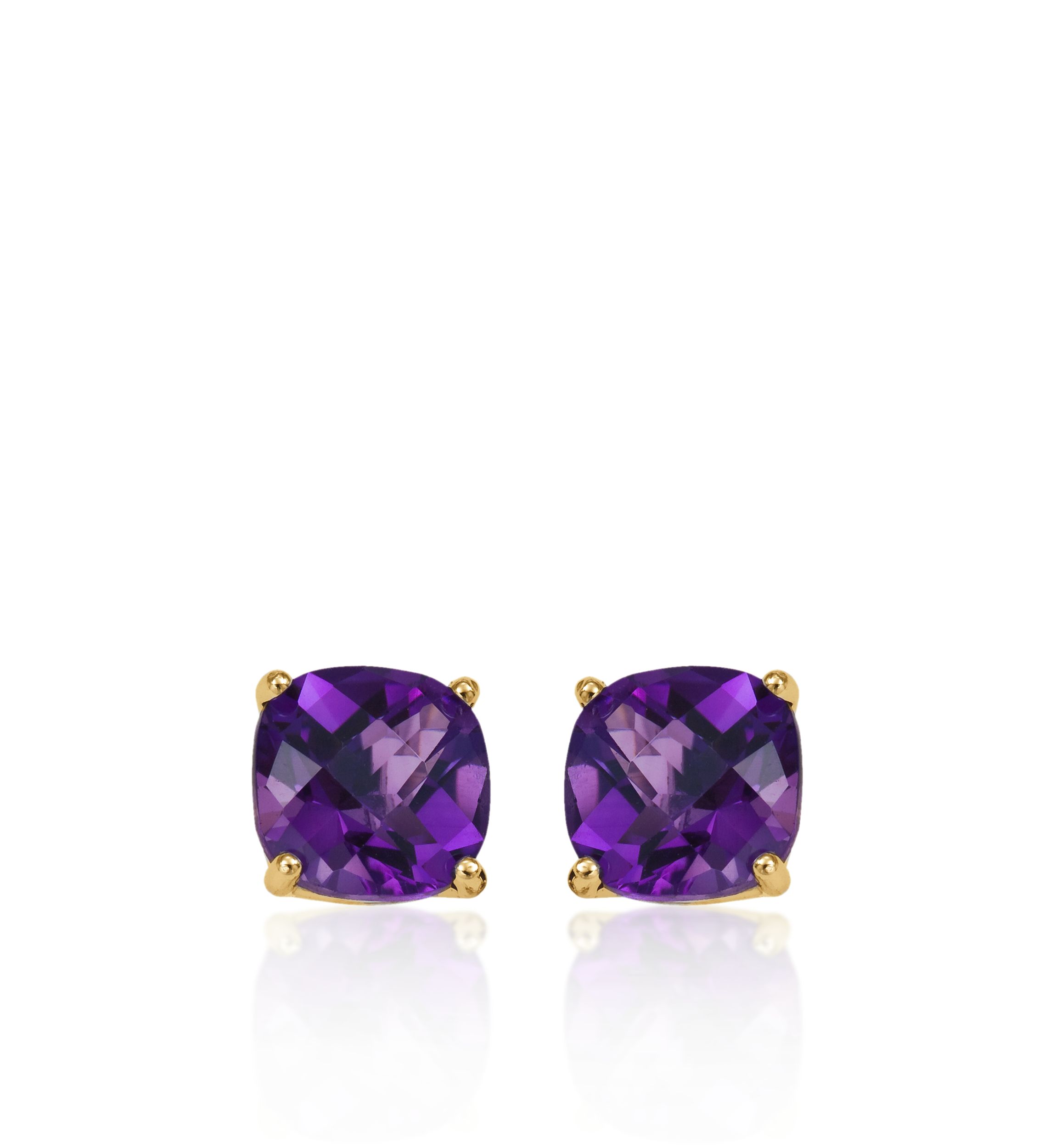 14k Yellow Gold 6mm Amethyst Stud Earrings