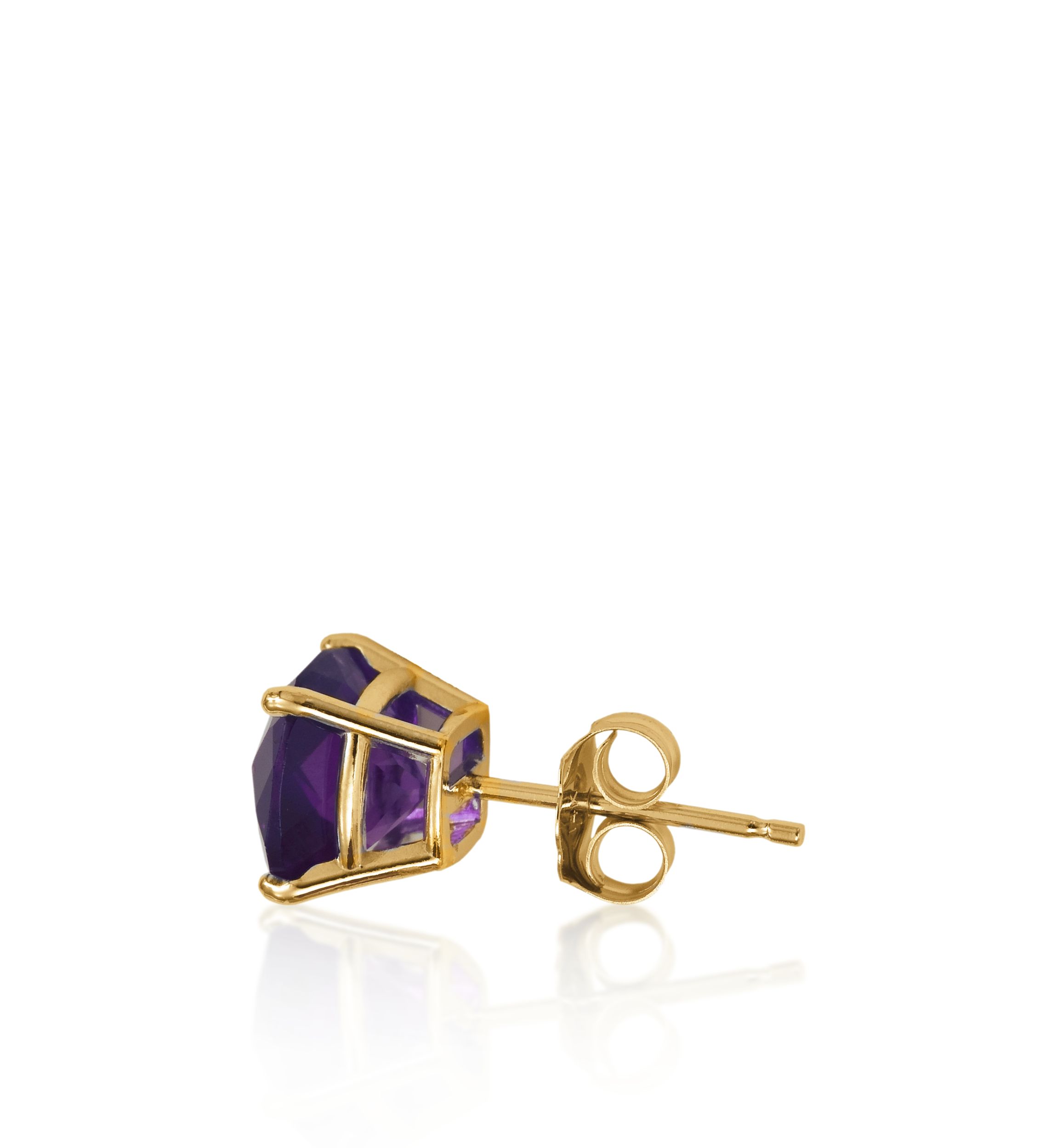 14k Yellow Gold 6mm Amethyst Stud Earrings