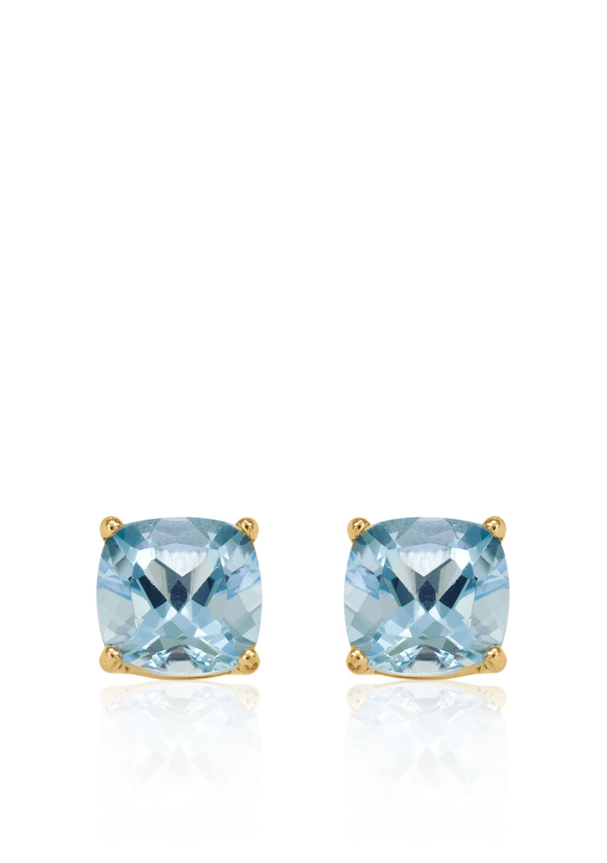 14k Yellow Gold 6mm Aquamarine Stud Earrings