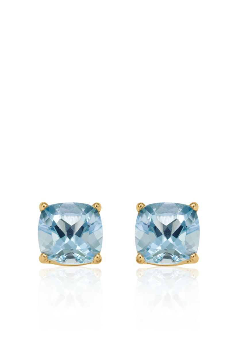 14k Yellow Gold 6mm Aquamarine Stud Earrings