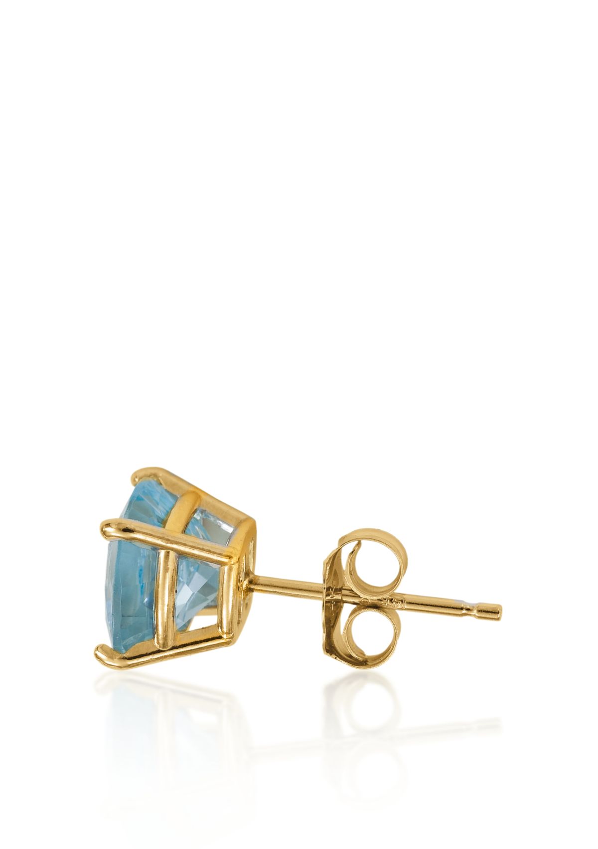 14k Yellow Gold 6mm Aquamarine Stud Earrings