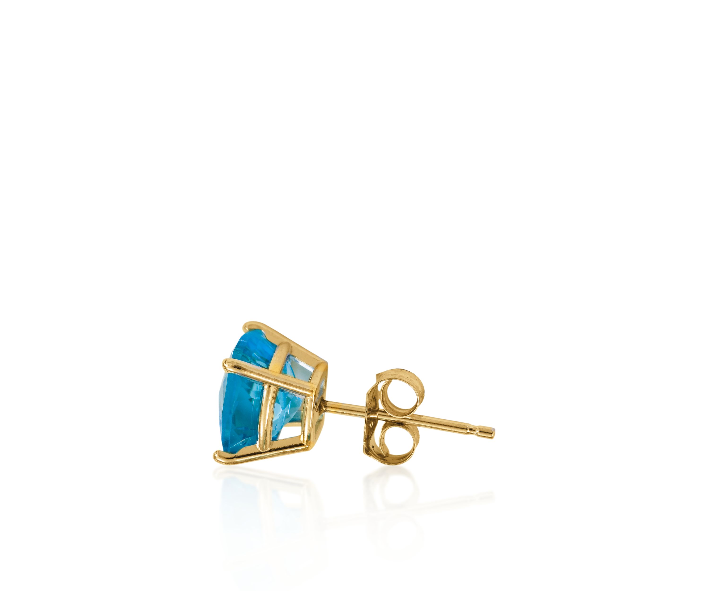 14k Yellow Gold 6mm Blue Topaz Stud Earrings