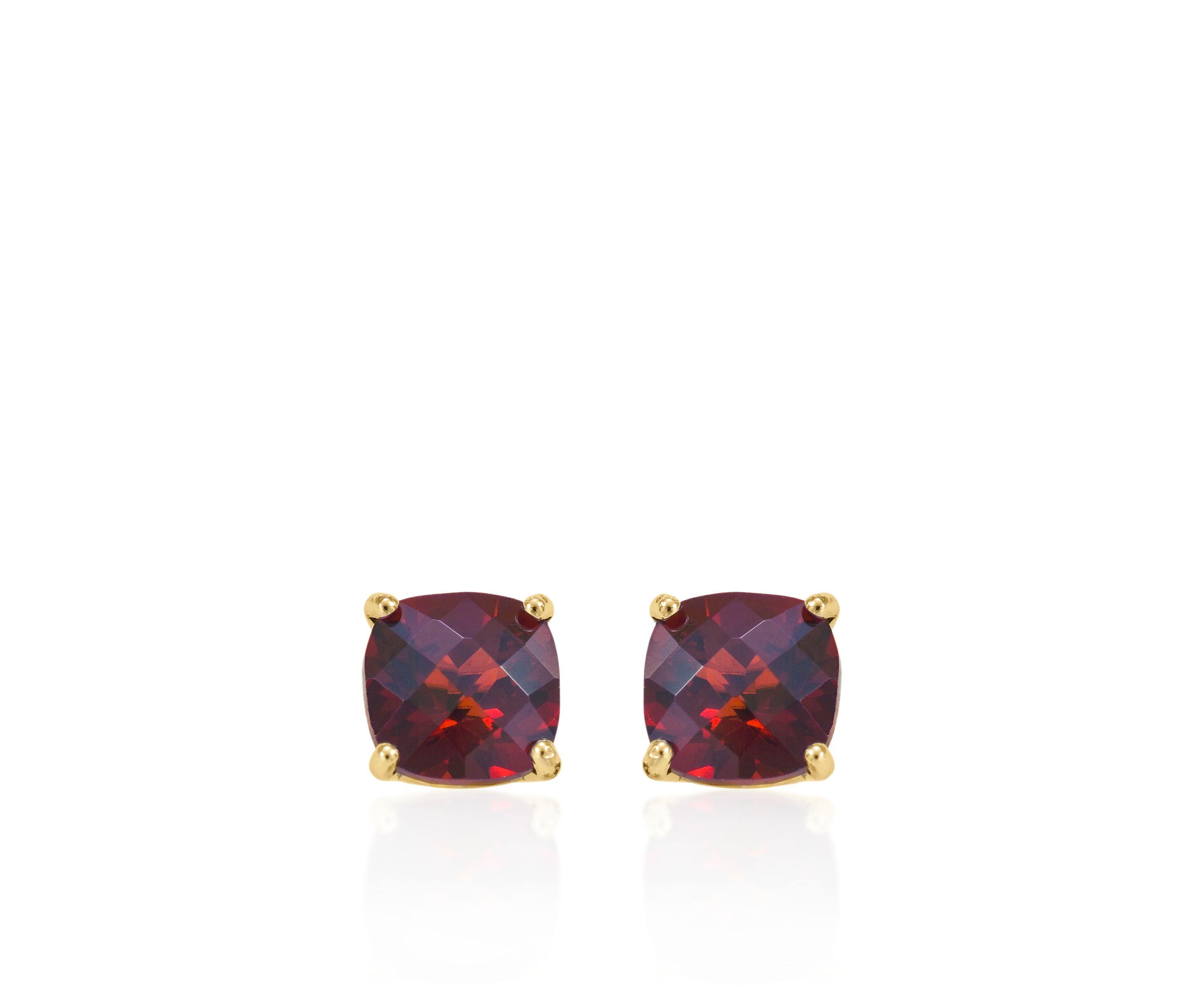 14k Yellow Gold 6mm Garnet Stud Earrings