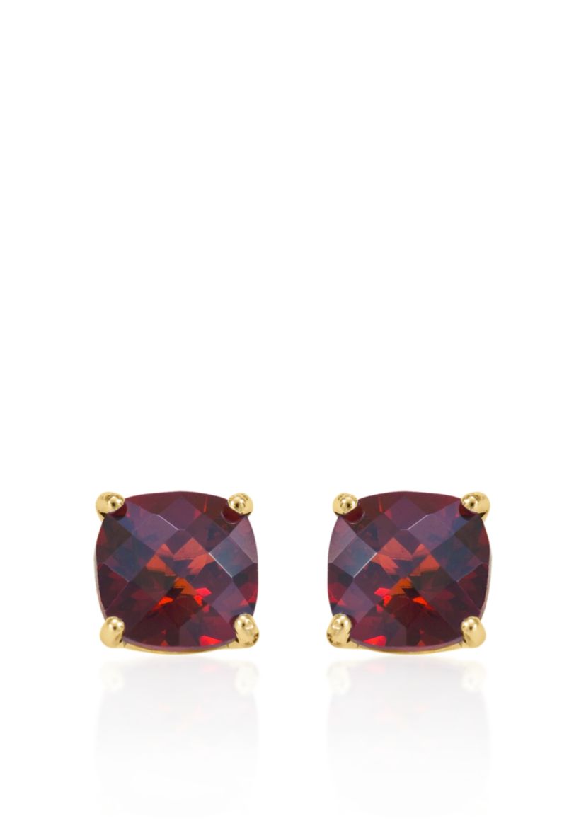 14k Yellow Gold 6mm Garnet Stud Earrings